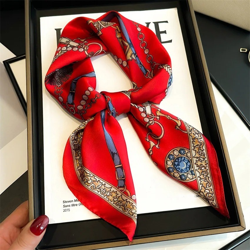 Luxury Women Silk Satin Scarf 70x70cm Square Fashion Print Headband Shawl Bandan