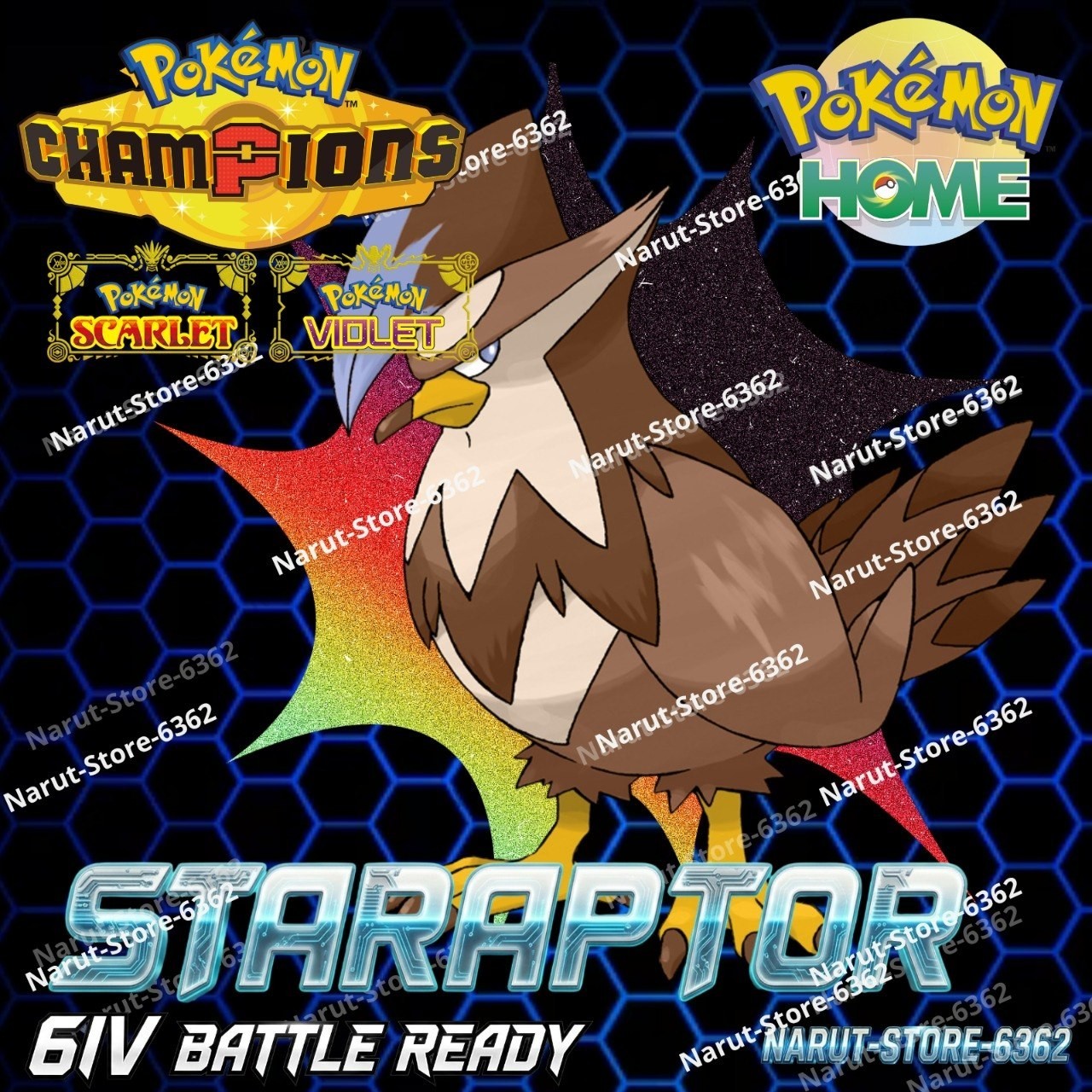 STARAPTOR 🔥6IV SHINY POKEMON HOME🔥Pokemon CHAMPIONS