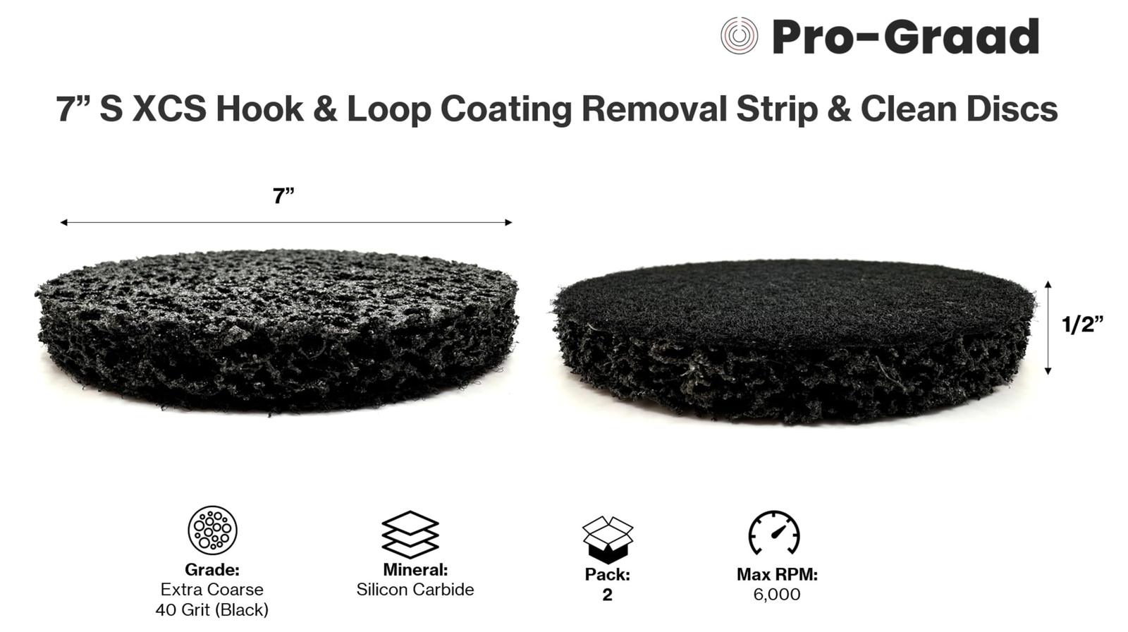 2 Pack 7” Diameter S XCS Hook and Loop Coating Removal Disc, Silicon Carbide ...