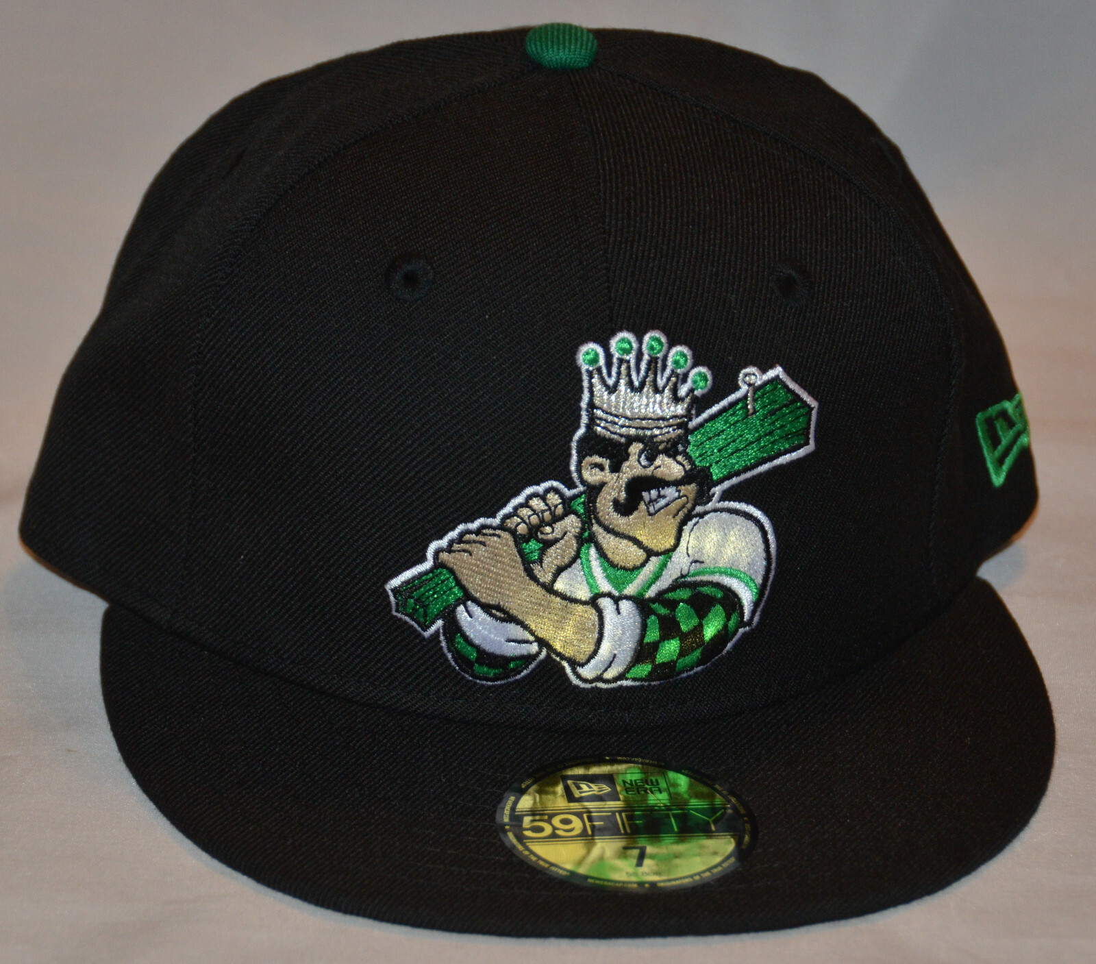 New Era 59Fifty MiLB Throwback Clinton LumberKings Hat (Size 7) Black Green