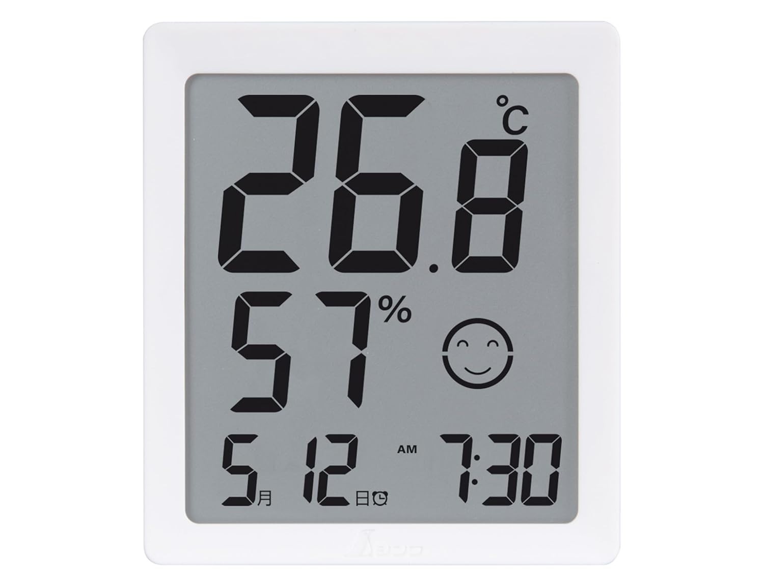 SHINWA Digital Temperature Meter Hygrometer D Date Time Alarm White 73373 JP
