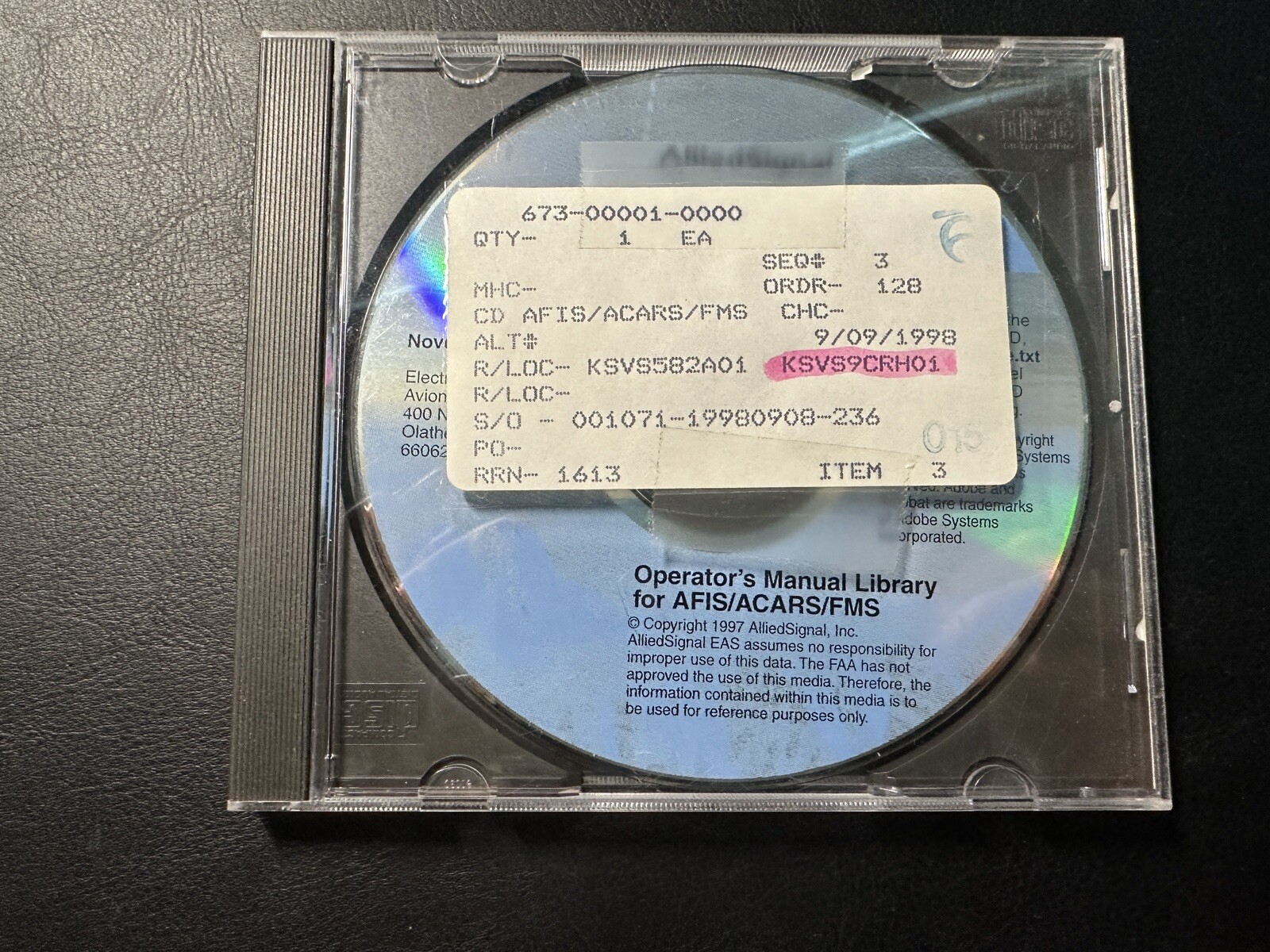 AlliedSignal AFIS/ACARS/FMS Operator's Manual Library CD