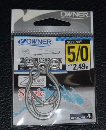 Owner Single Replacement Hooks XXX-Strong Size 5/0 Zo-Wire 4102-159