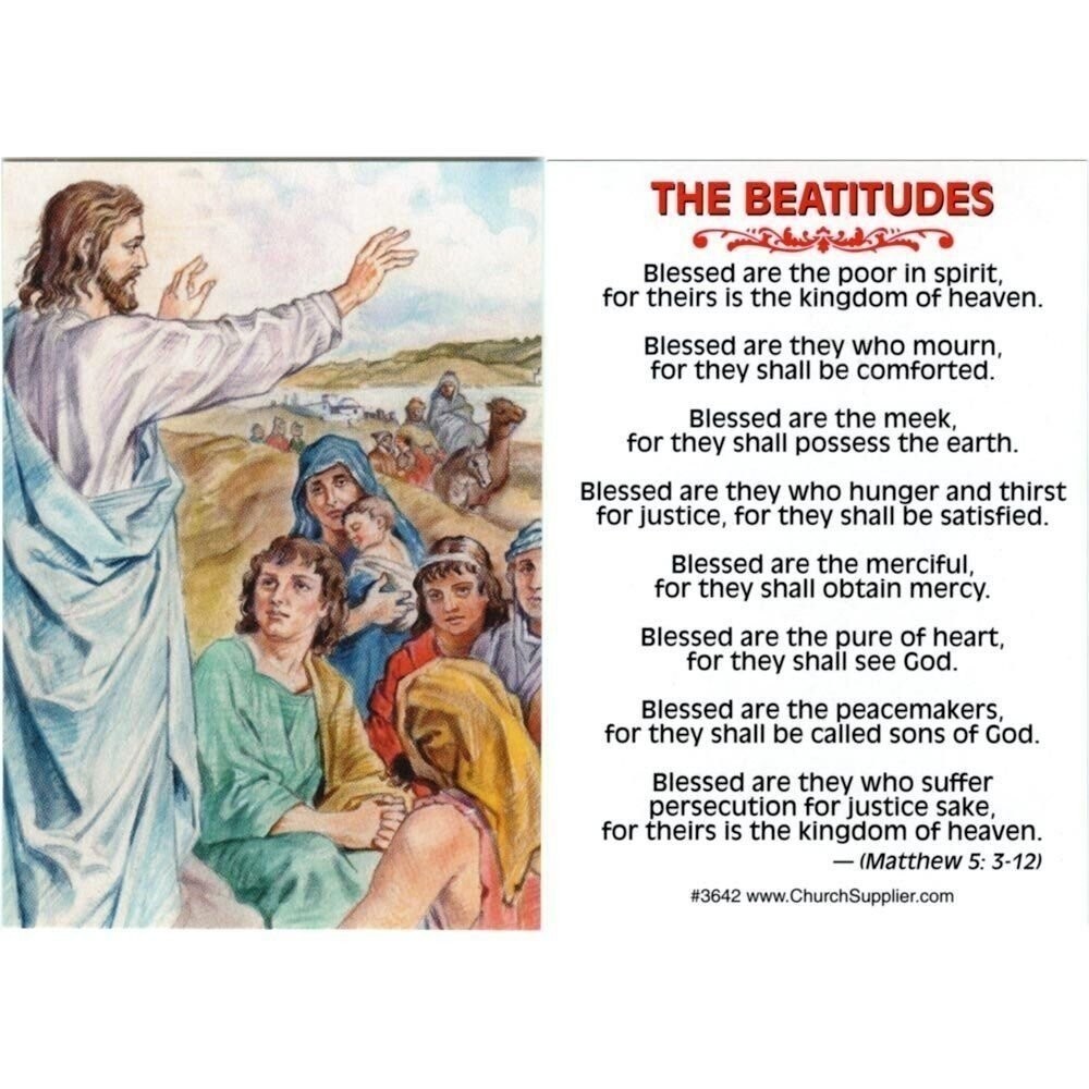 Christ's Beatitudes Jesus Cards, Sermon on the Mount Religious Cards - 50 Cards