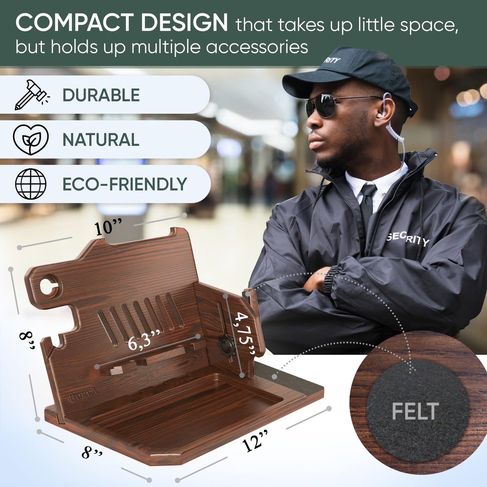 BarvA 2 Phone Docking Station | Patented Adaptive Wood Gun Large, Dark Walnut