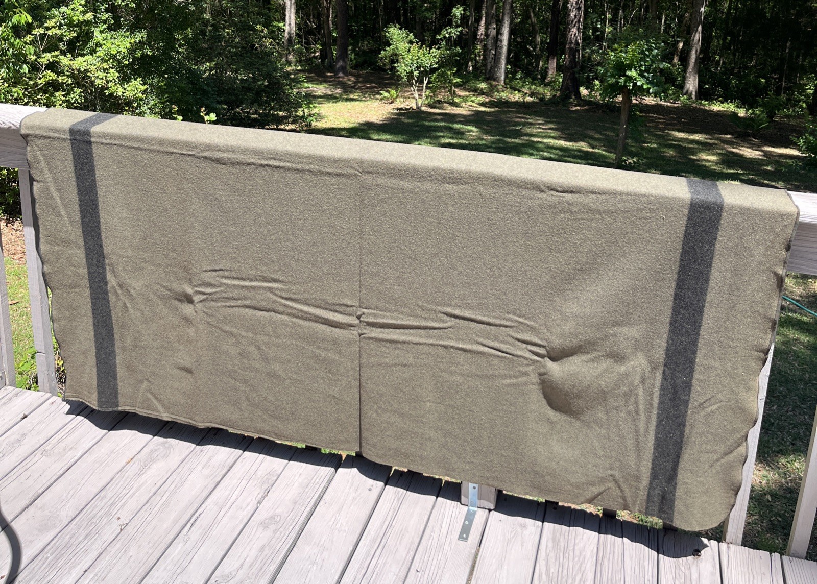 Vintage USMC Military Wool Field Blanket Chainstitched 1950-60’s EUC