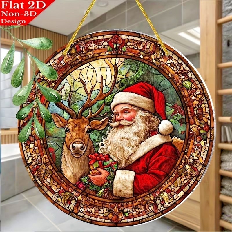 2D Flat Acrylic Christmas  Suncatcher - 8" with hangers FREE SHIPPING
