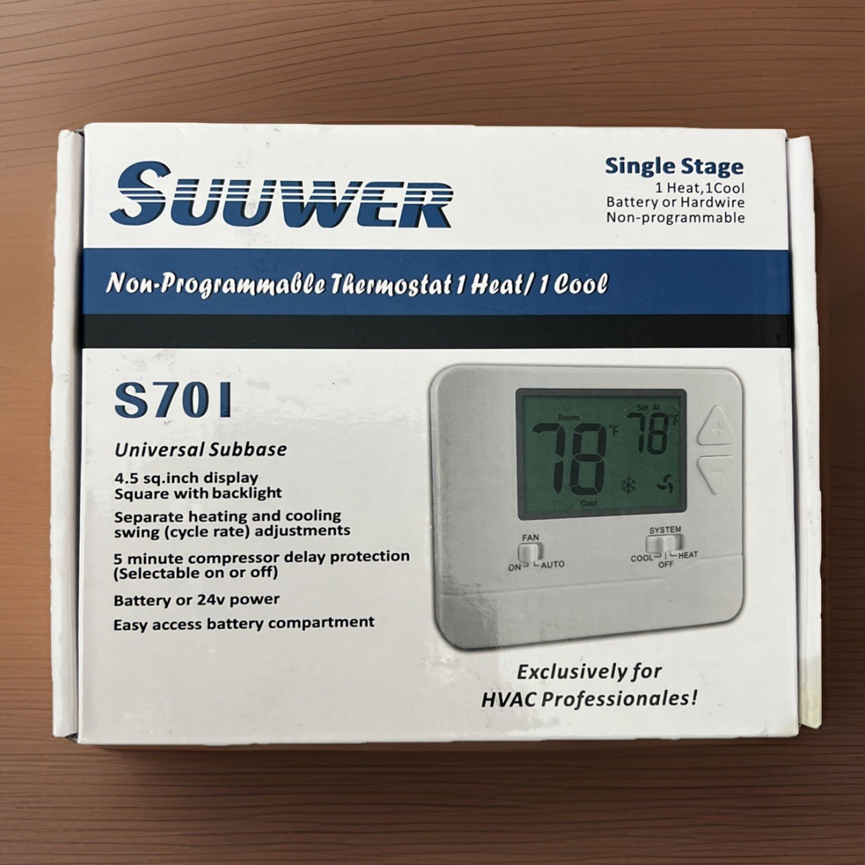 Non-Programmable S701 thermostat for Home 1 Heat/1 Cool Single Stage HVAC