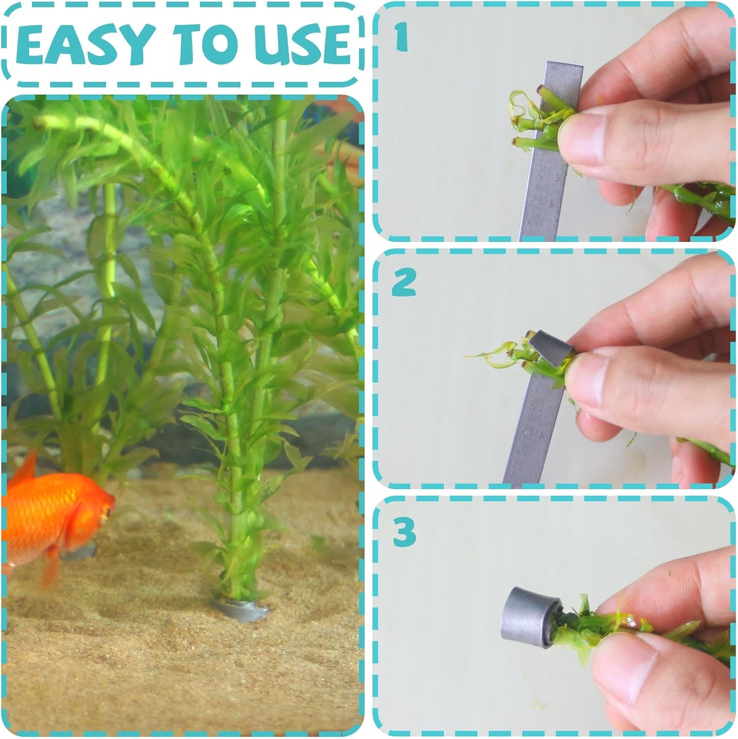 52 Pcs Aquarium Plant Weights, Weights for Fish Tank, Grey