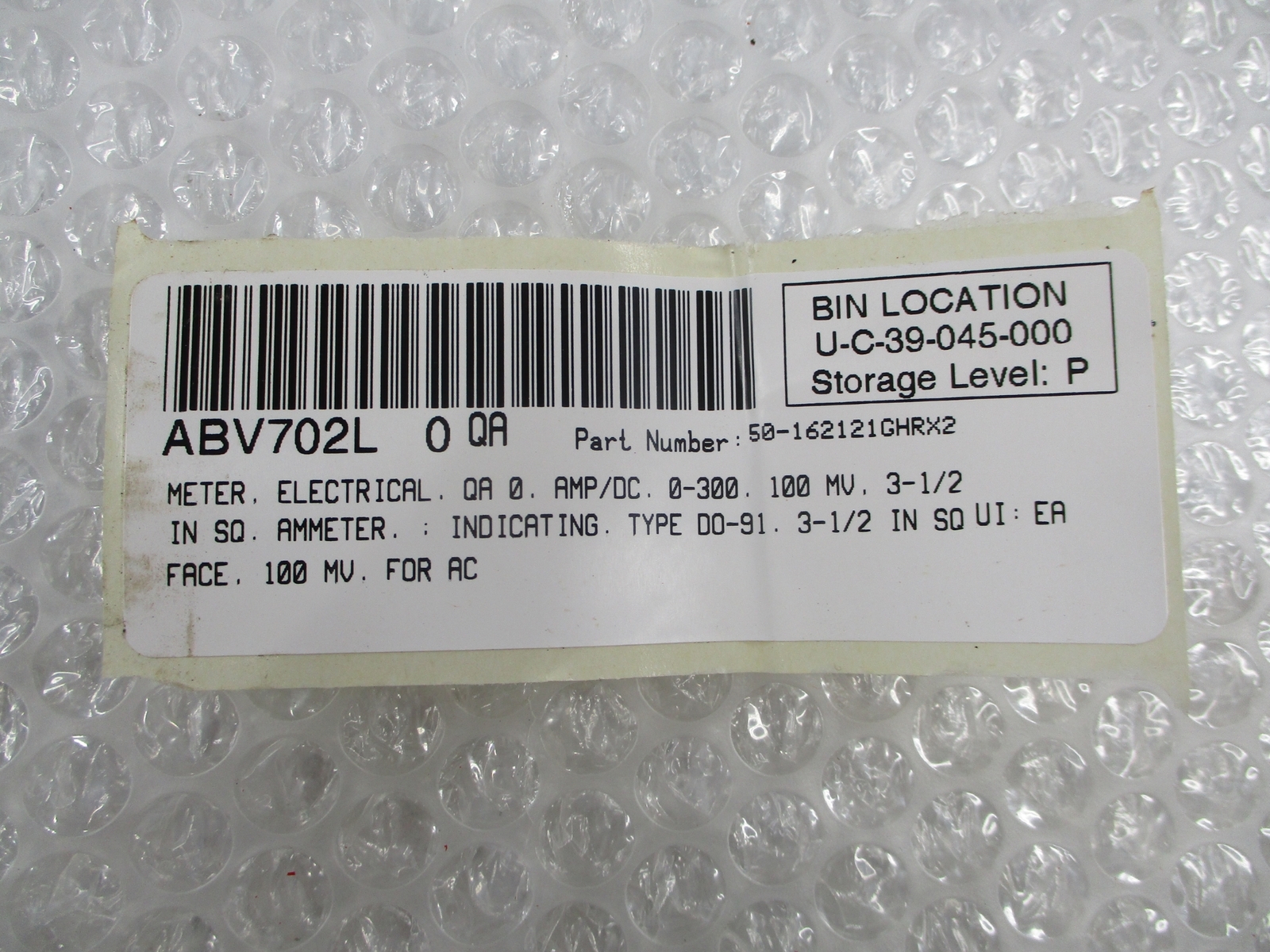 GENERAL ELECTRIC 50-162121GHRX2 PANEL METER NSNP