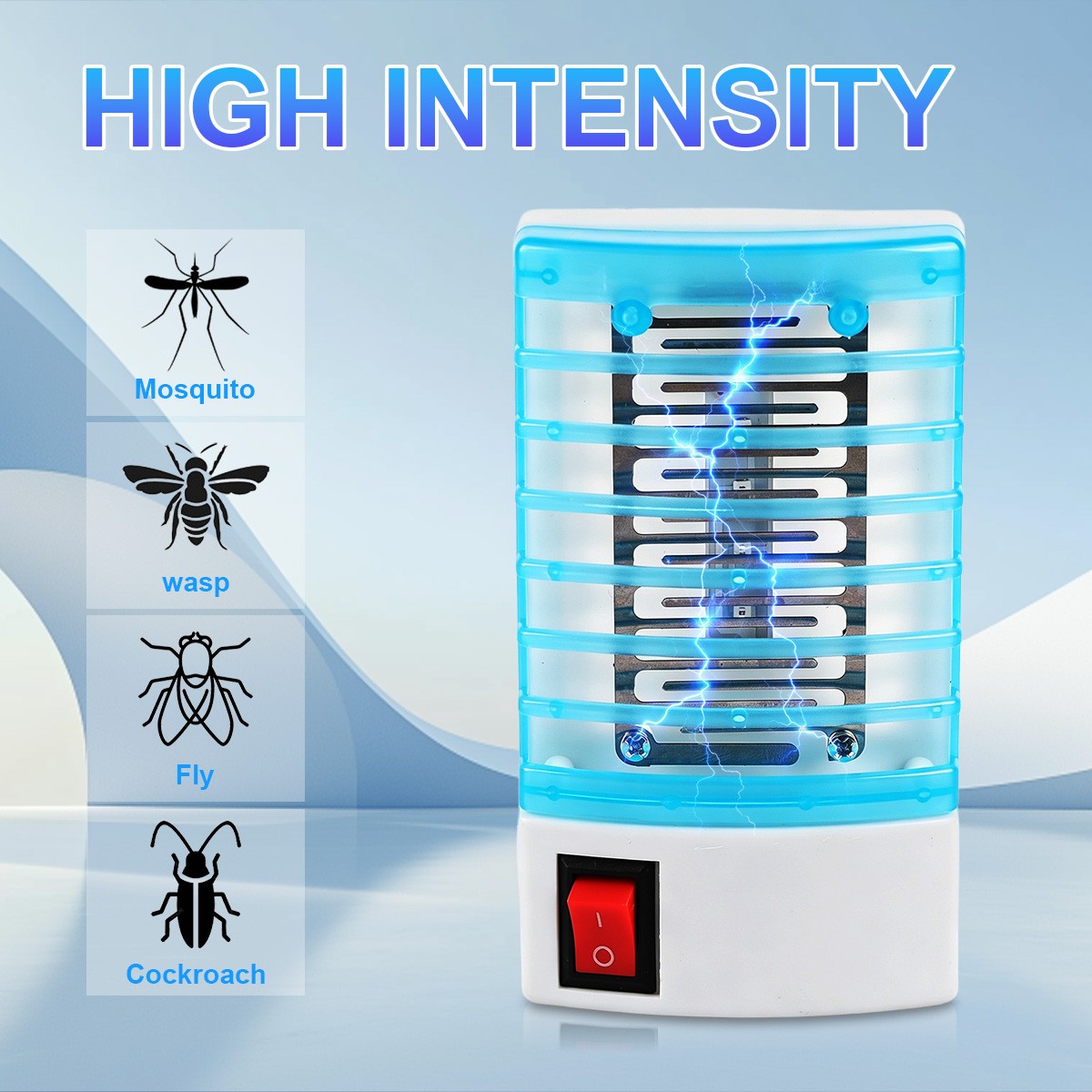 Plug Blue LED Night Light 110V UV Mosquito Fly Killer Insect Catcher for Home US