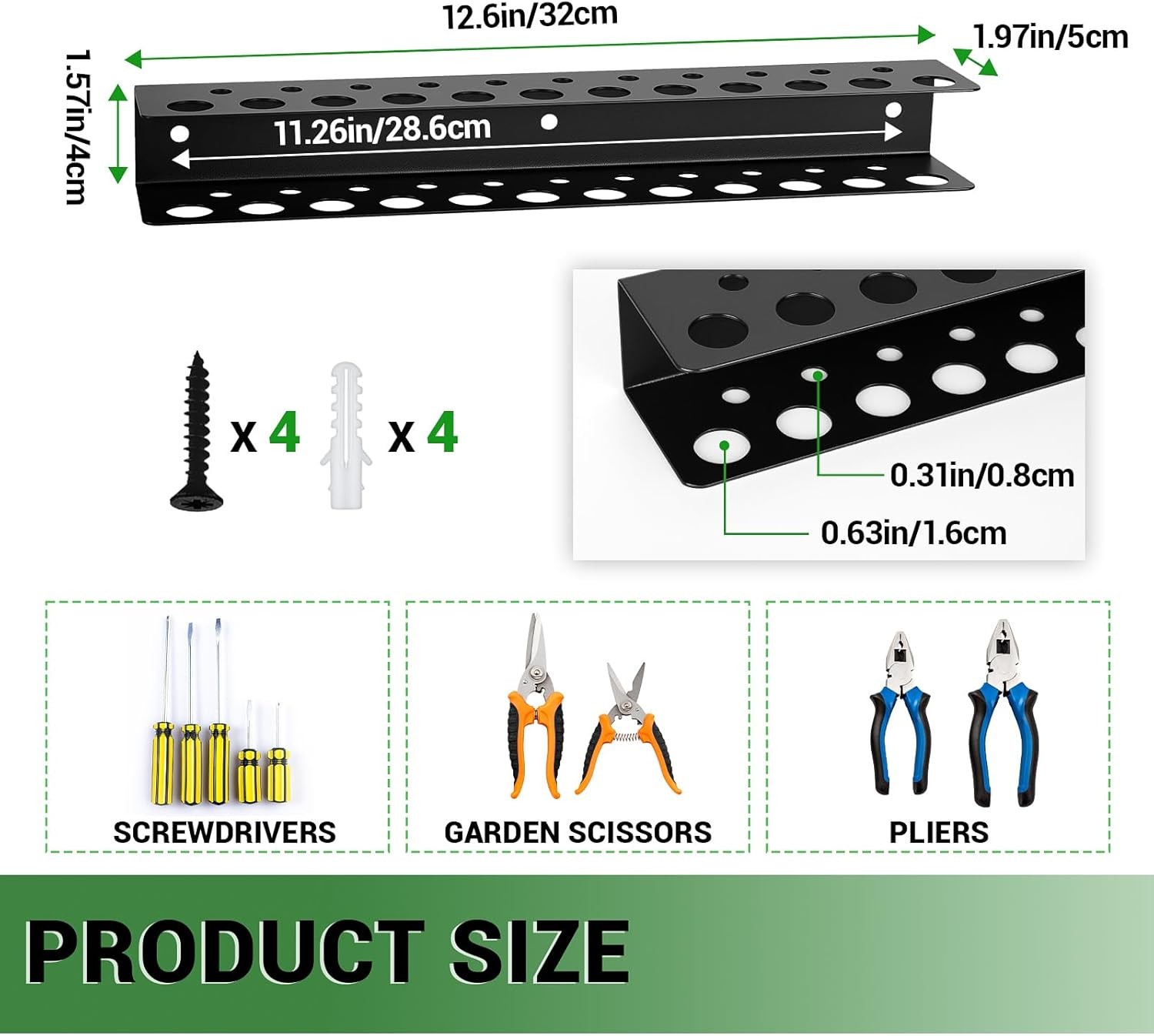 2Pack Screwdriver Plier Organizer Wall Mount Metal Wall Mount Tool Storage Rack