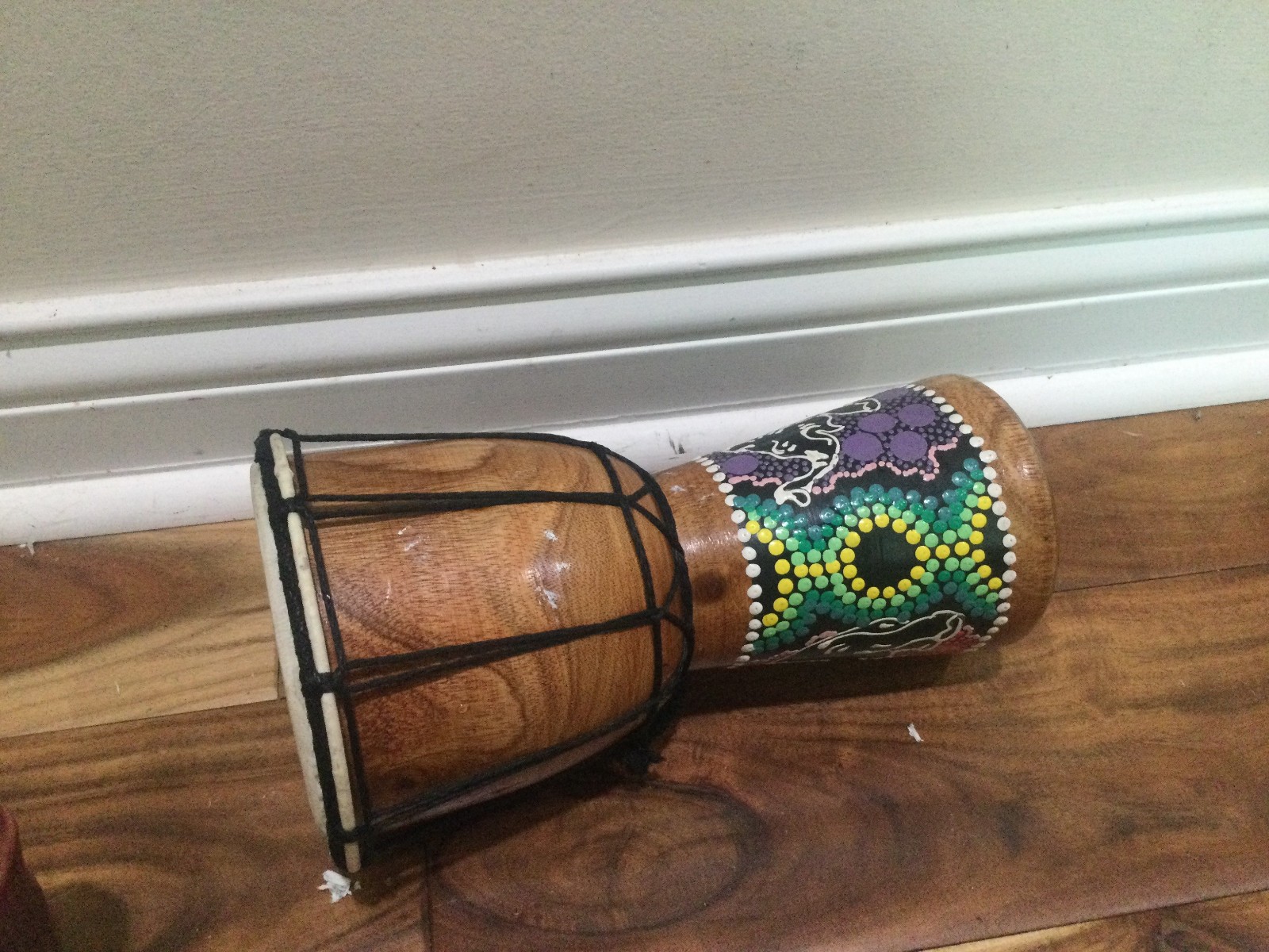 5" x 10" African Wood Drum Handmade Djembe Decorative Sculpture decor elephant