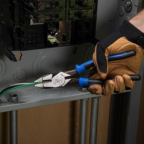 Klein Tools J20008 Pliers, 8-Inch Side Cutters, High Leverage Lineman's Pliers