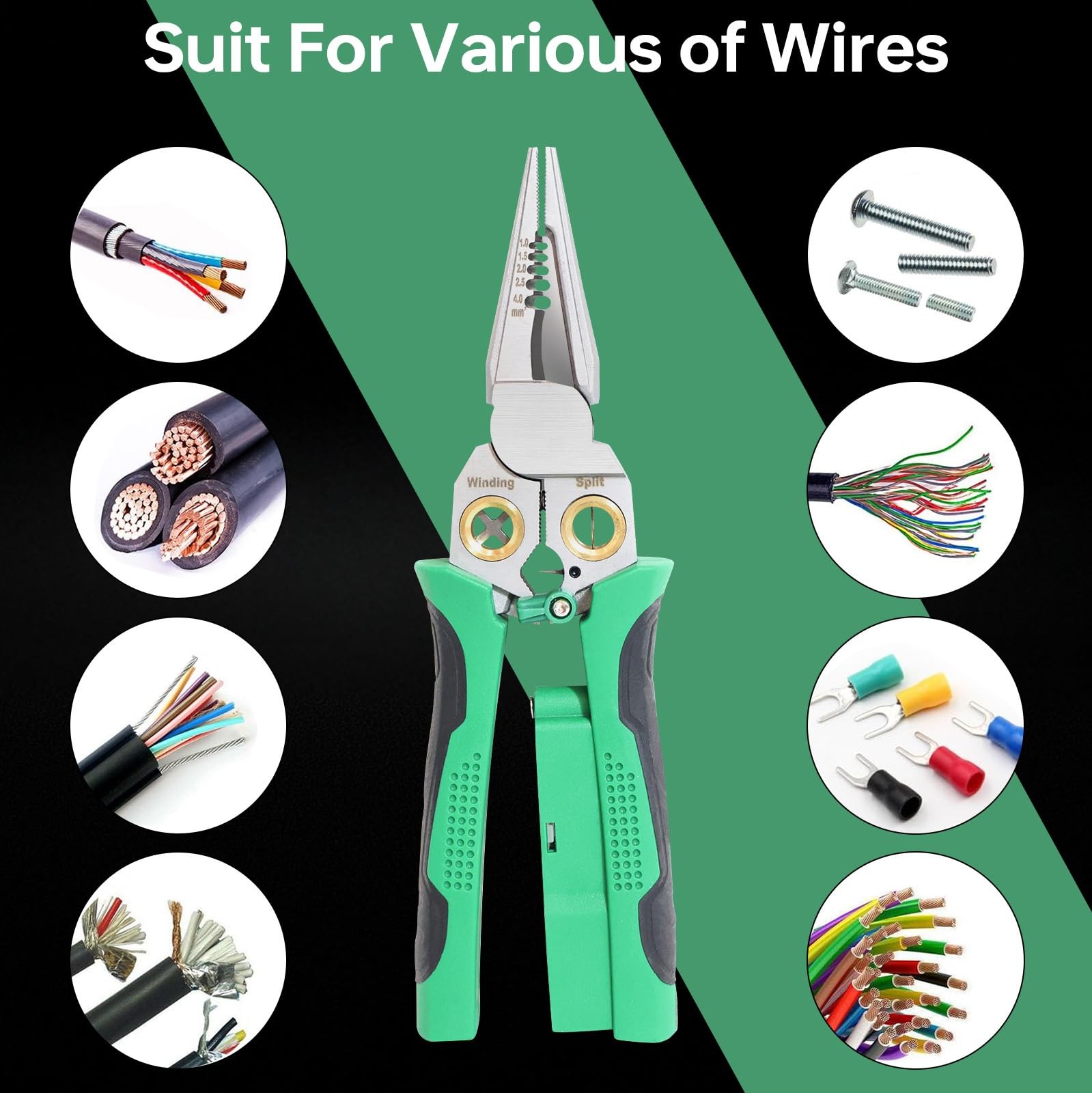 8 In 1 Wire Stripper With Voltage Tester Professional Electrical Repair Green
