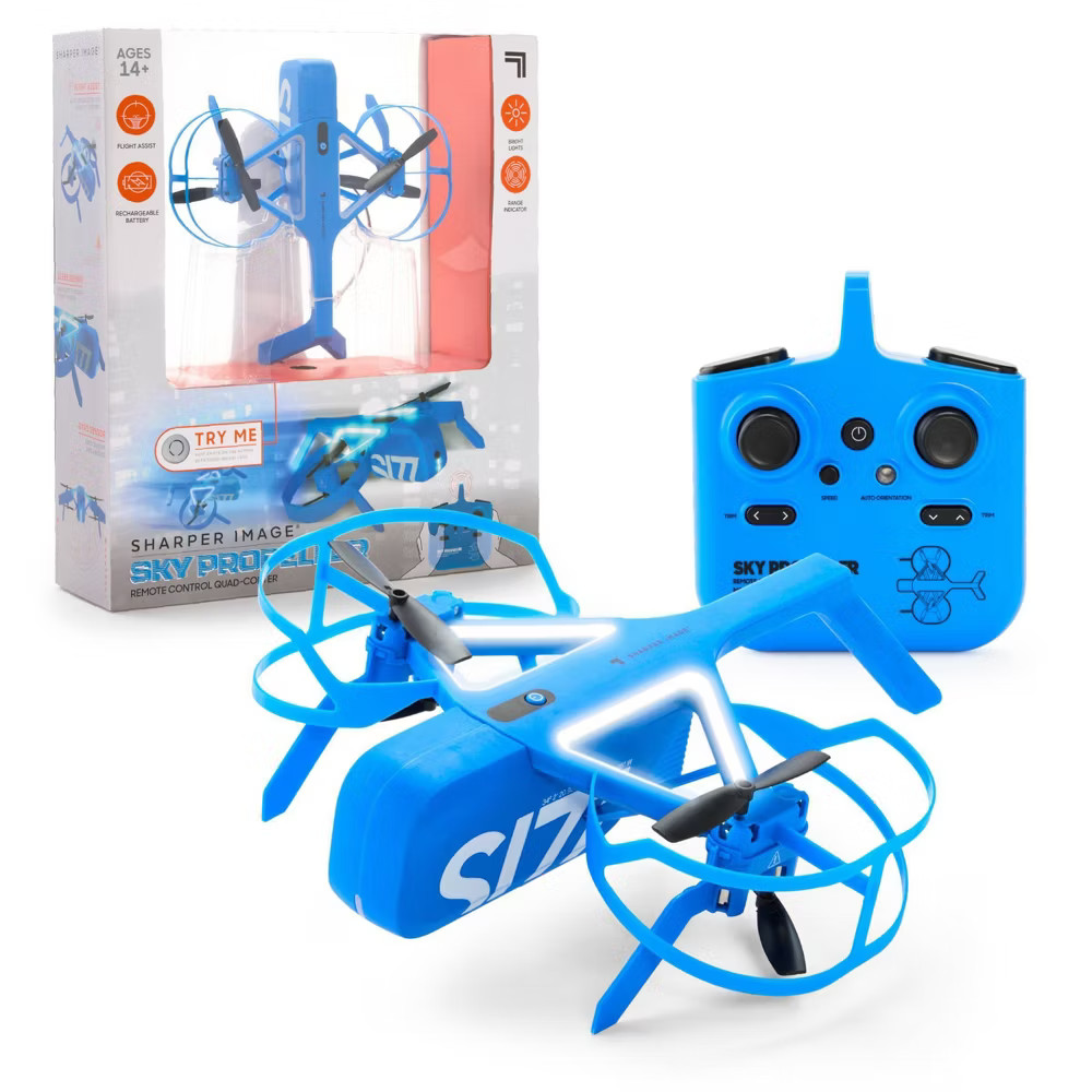 Sharper Image Sky Propeller Remote Control Blue Quadcopter Drone