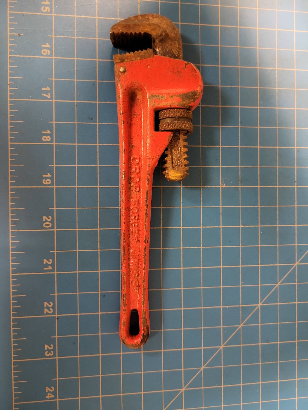 Vintage Drop Forged USA Pipe Wrench Heavy Duty Red 8 Inch Plumbing Tool