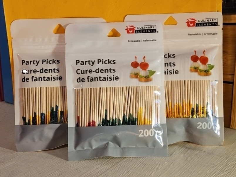 (200-Pk) Culinary Elements PARTY Cure-dents De Fantaisie Lot Of 3 #13386
