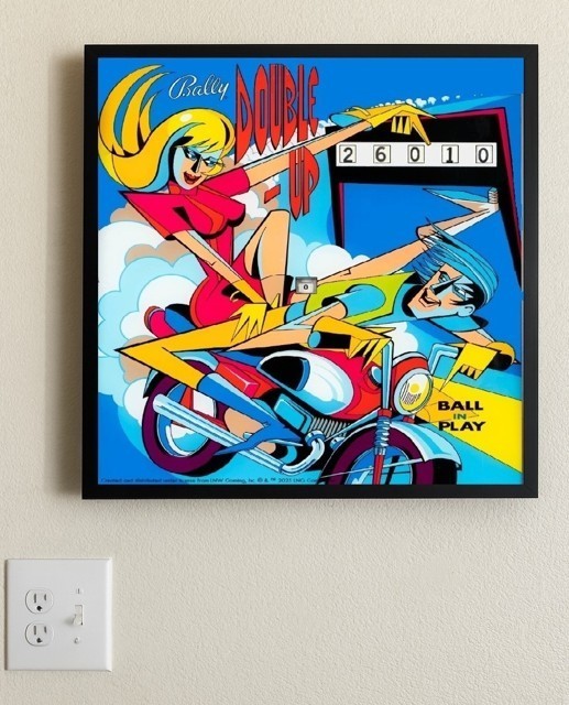 Bally "DOUBLE UP"  1971 - Pinball Wall Art  LED Backglass Arcade Decor