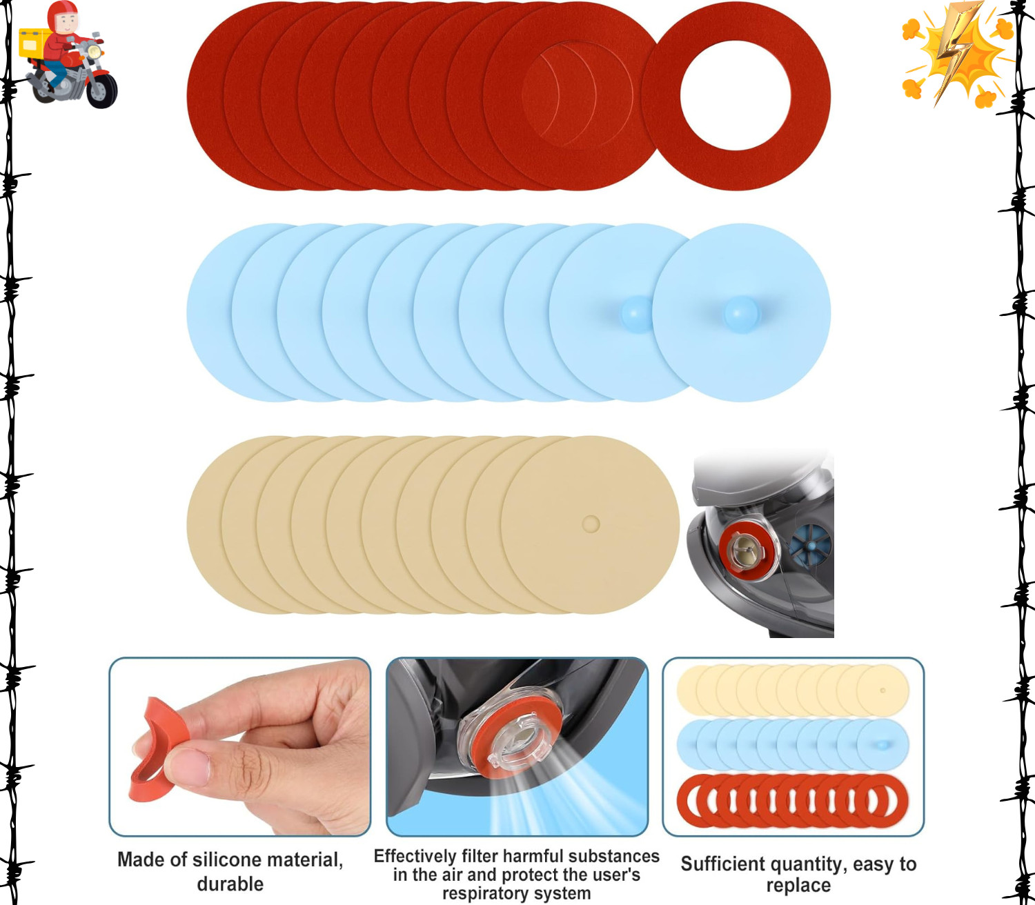 30 Pcs Half & Full Face Respirator Mask Replacement Parts Compatible with 6000 S