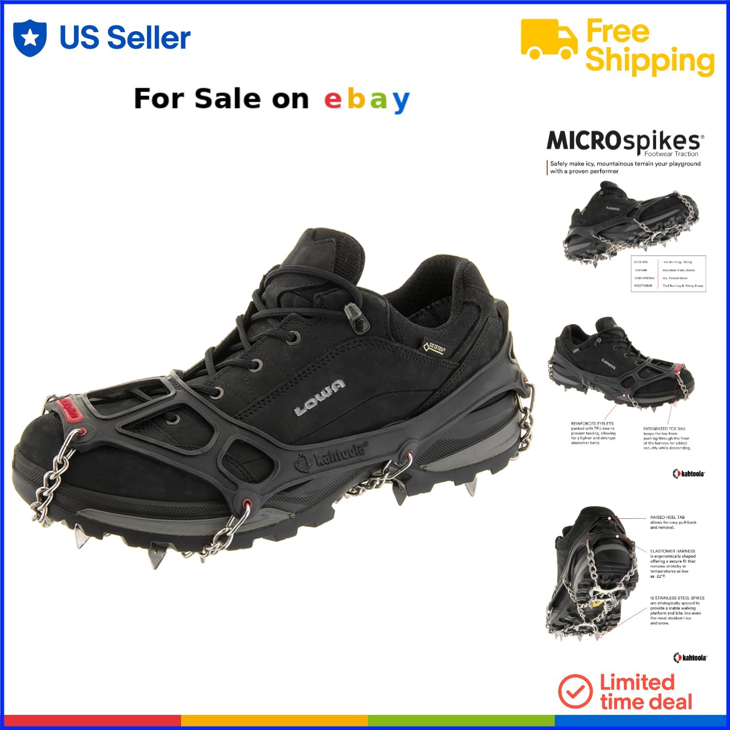 Microspikes Footwear Traction Winter Hiking Ice Mountaineering Snow