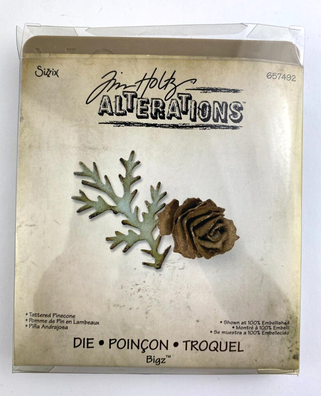 Sizzix Tim Holtz Alterations Die - TATTERED PINECONE -  Bigz Retired 657492
