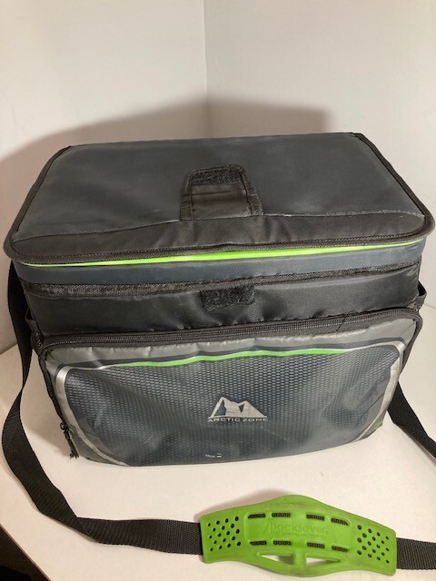 (USA) 9 Can Zipperless Soft Sided Cooler with Hard Liner, Grey and Green