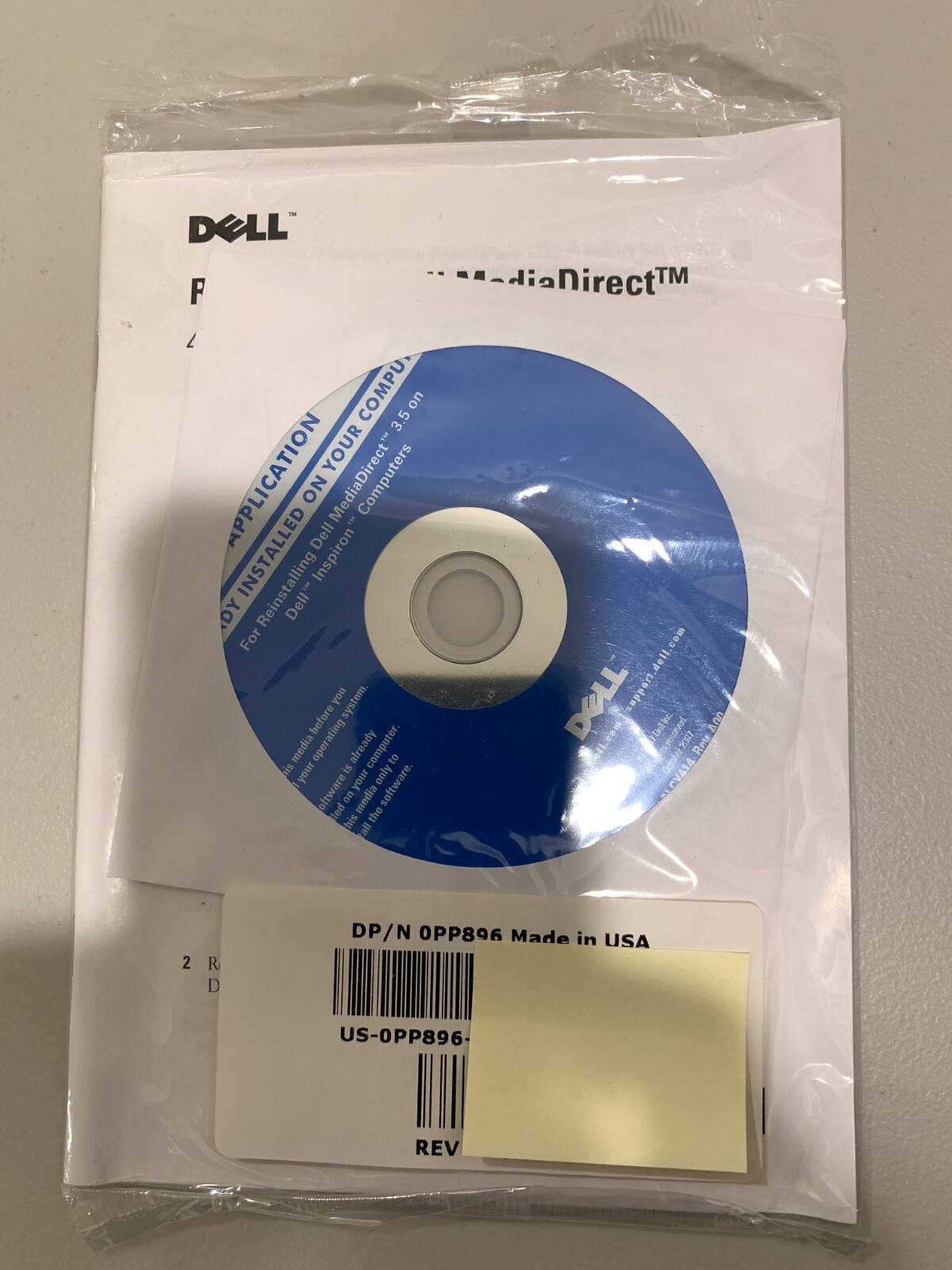 DELL CD, REINSTALL MEDIADIRECT 3.5, INSPIRON, FACTORY SEALED, WITH BOOK