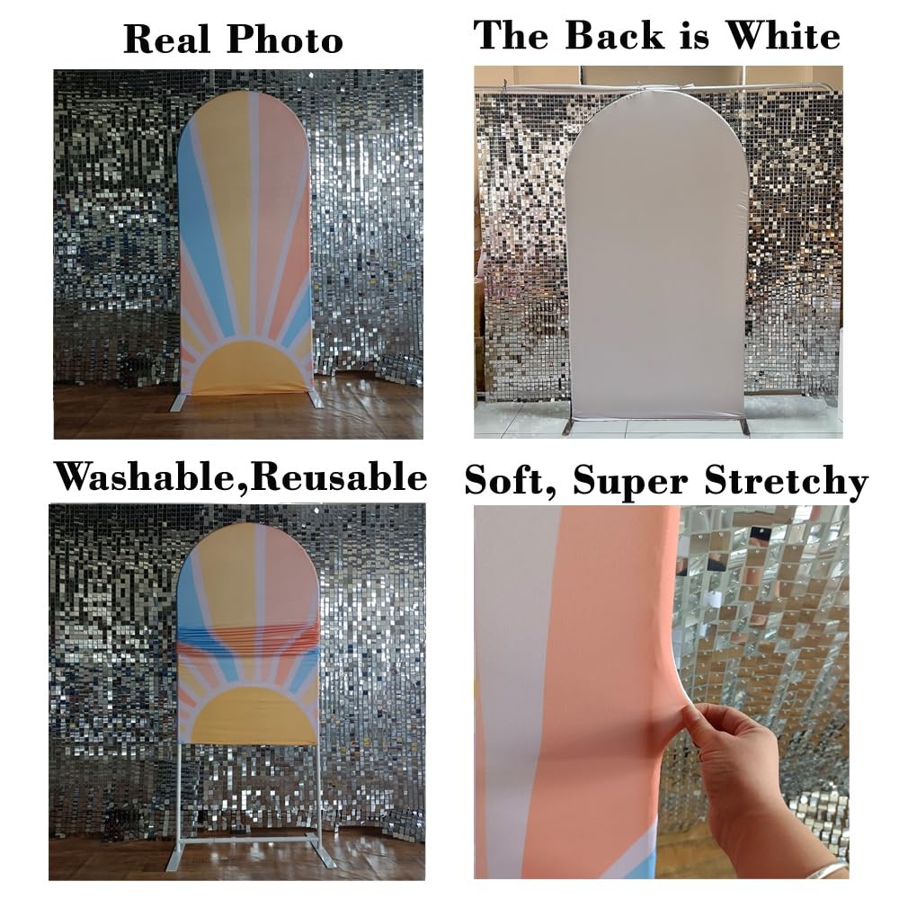 Konpon Sun Pattern Arch Covers Stretchy Backdrop For Groovy Party Rainbow Arch