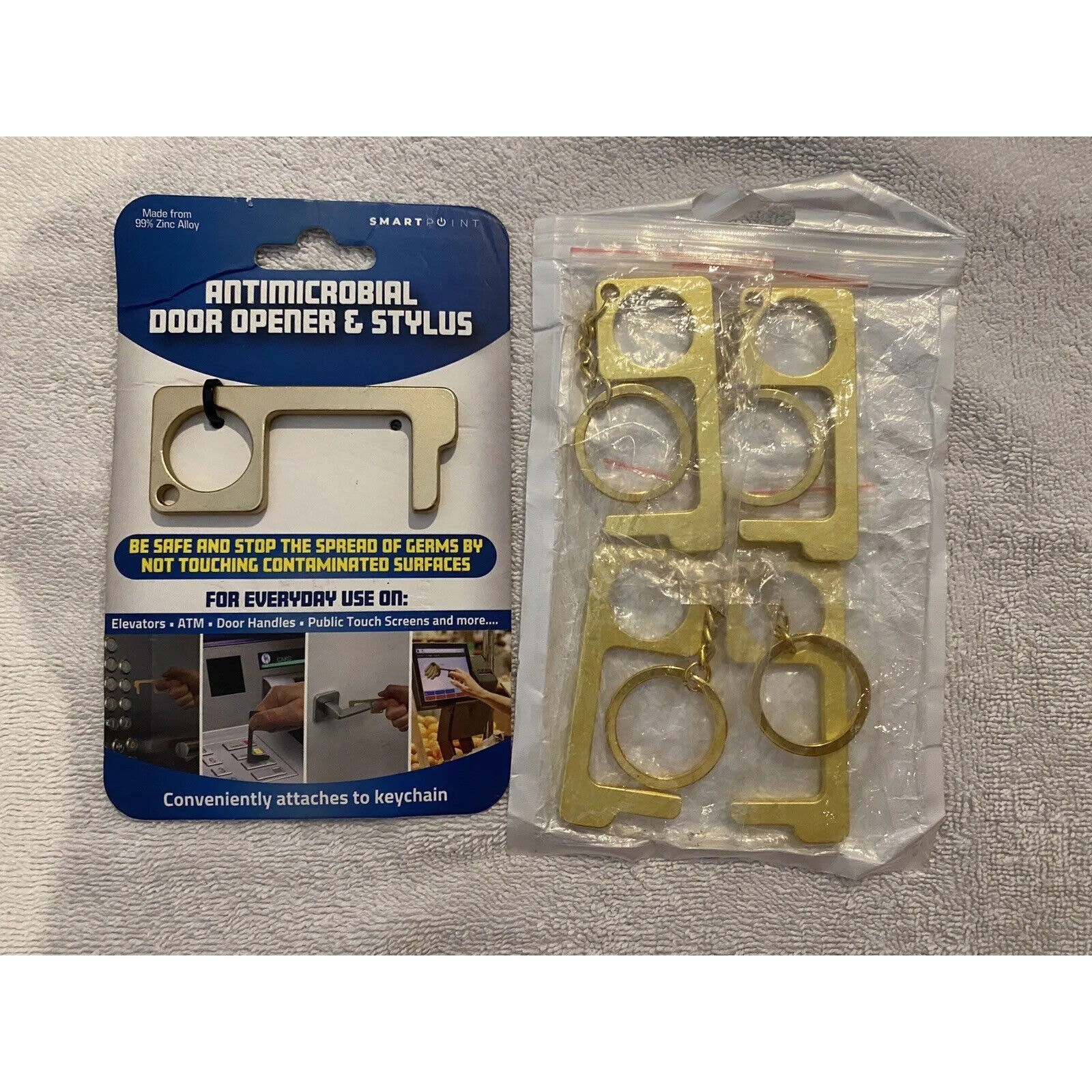 Lot Of 5 - 1 Antimicrobial And A Set Of 4 Gold In Color Door Opener & Stylus’
