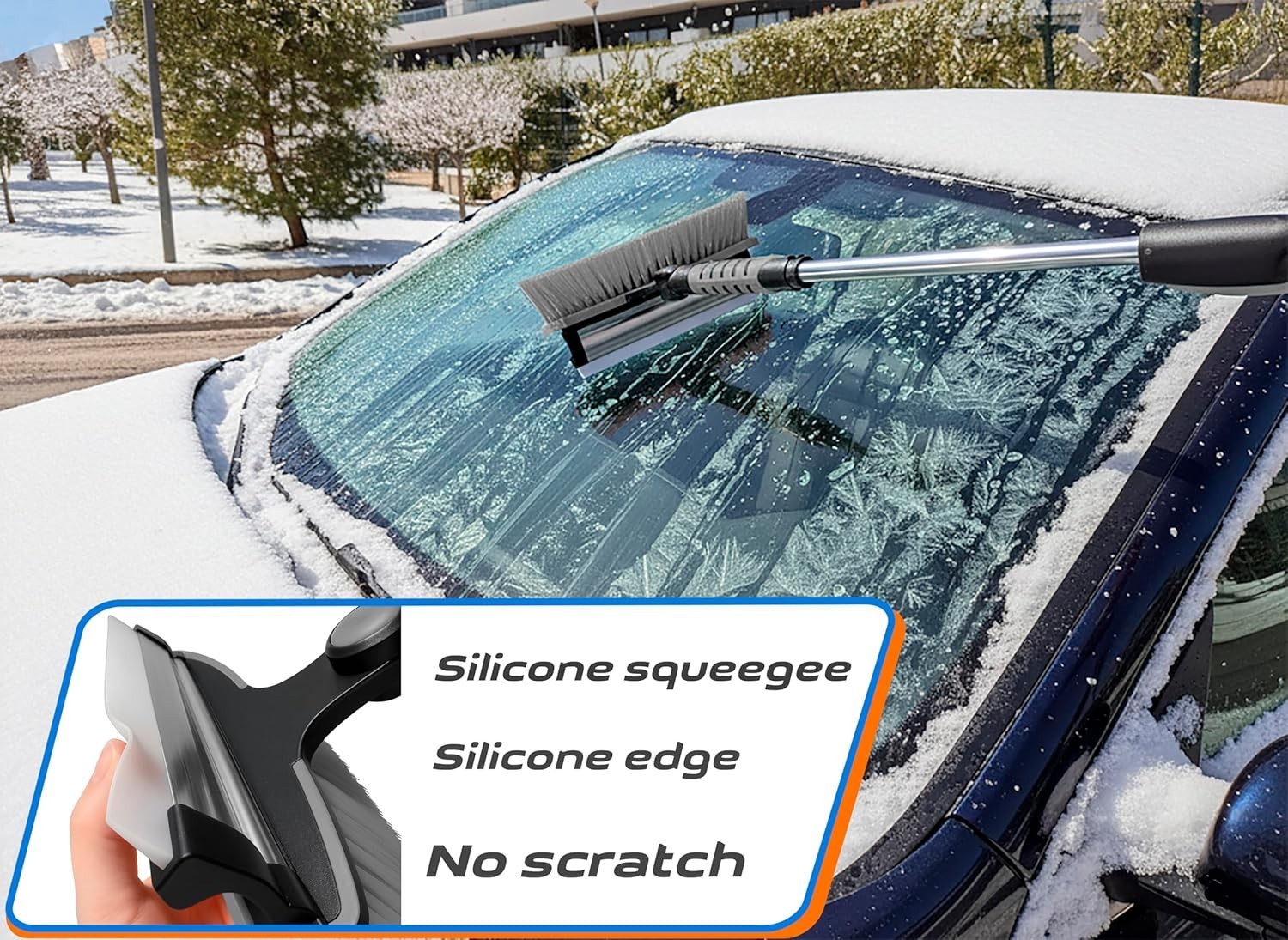 Compact 42.4" Snow Brush & Ice Scraper with Detachable Handle - Cars & SUVs
