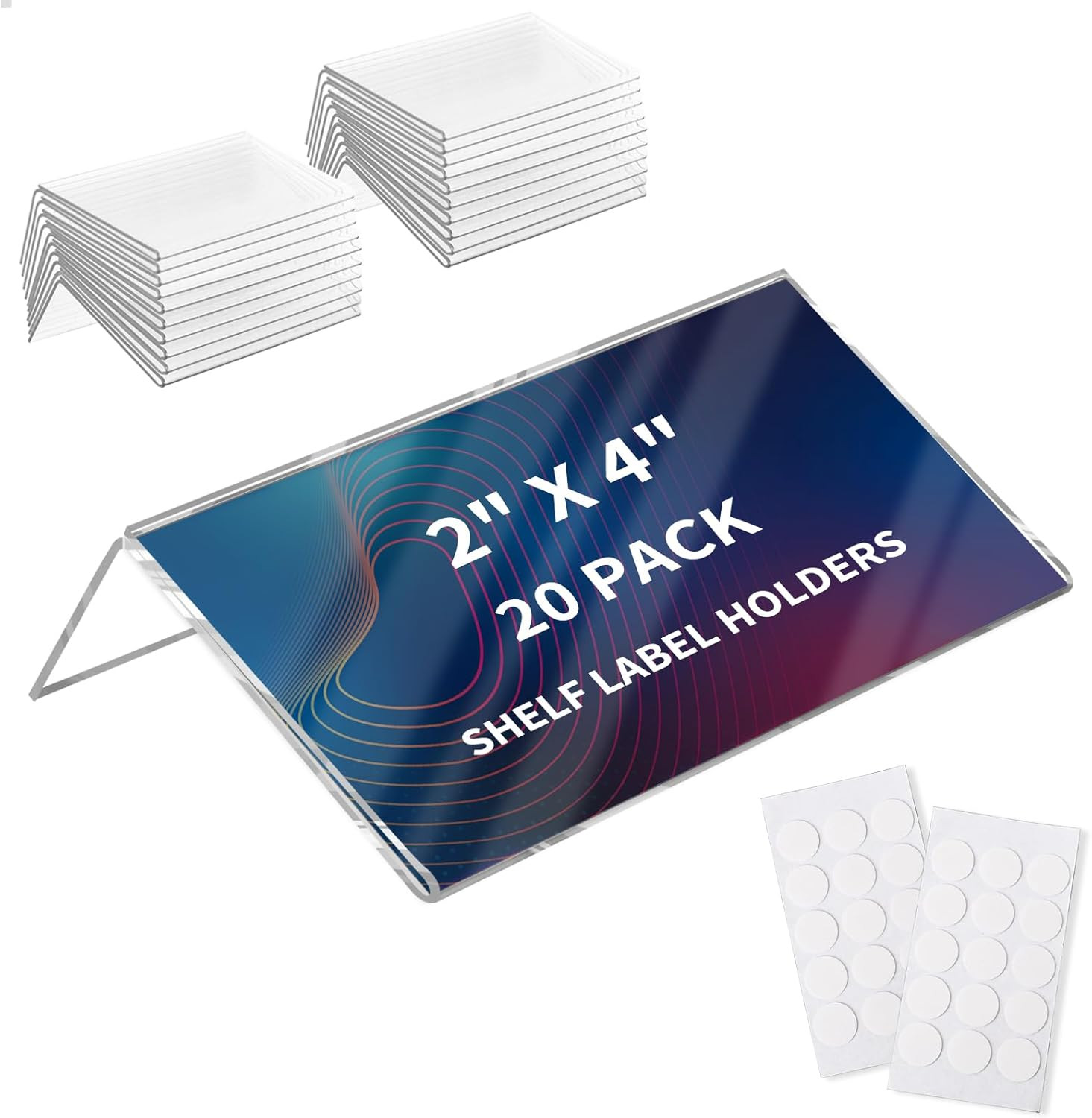 20 Pack Acrylic Rigid Library Shelf Label Holders for School Office Library B...