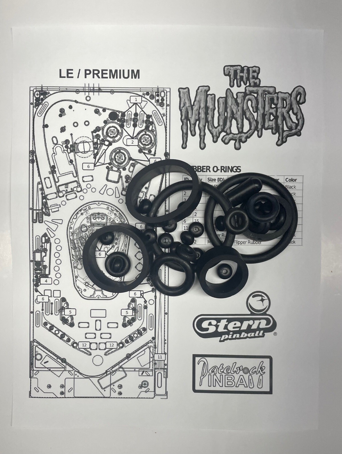 Stern The Munsters Premium / LE Pinball Rubber Ring Kit **Customize Your Kit**