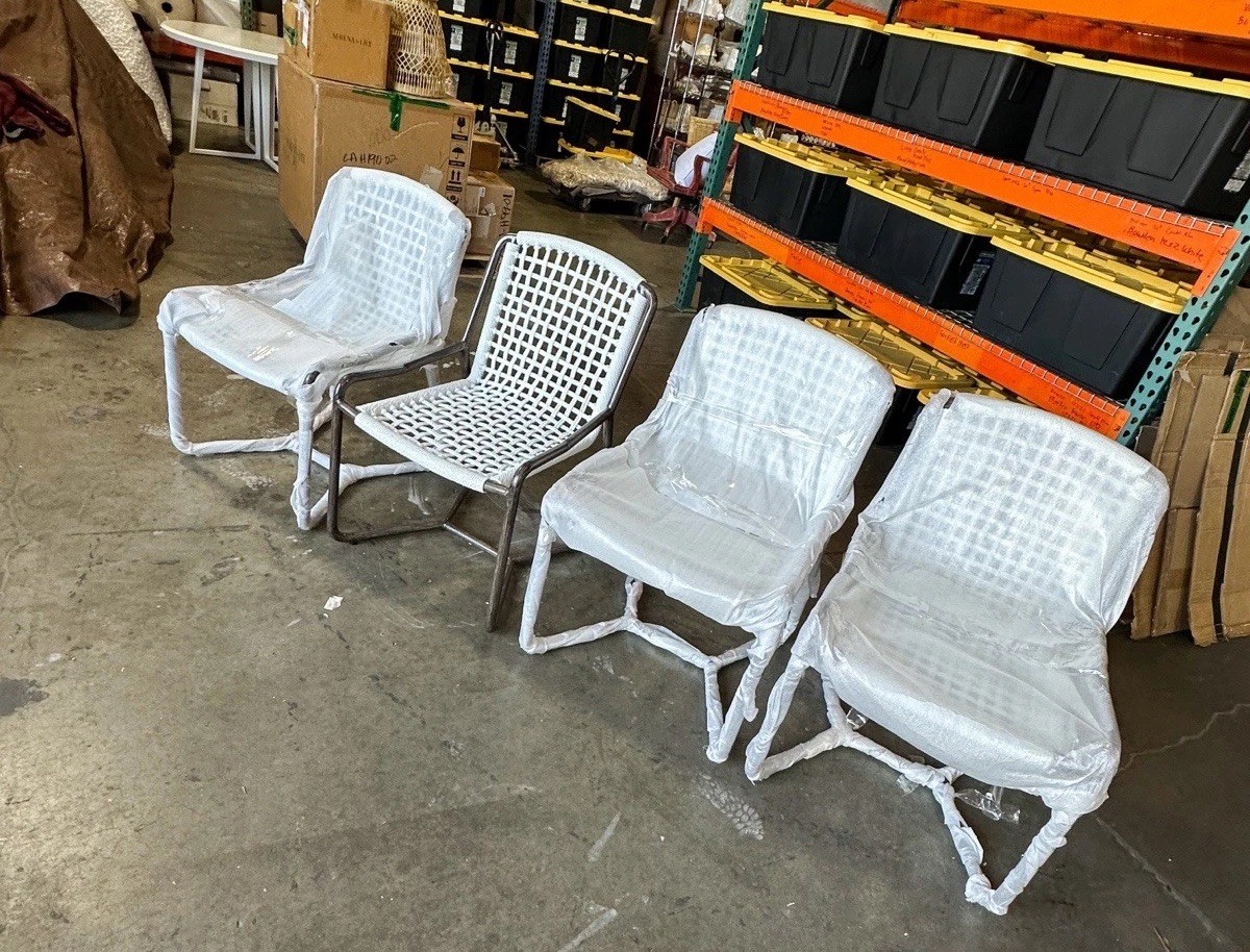 PALECEK Dockside Outdoor Coastal Dining Chairs (Set of 4)-Metal Frame/Rope Seat