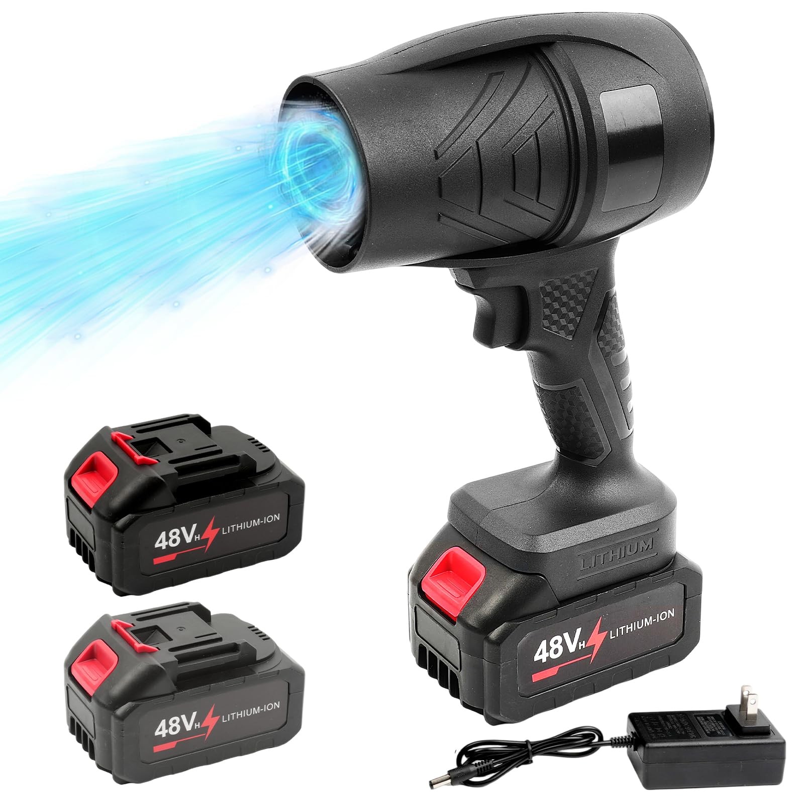 Electric-Cordless-Leaf-Blower - 420000RPM Handheld Leaf Blower - 48V*2Pcs Bat...
