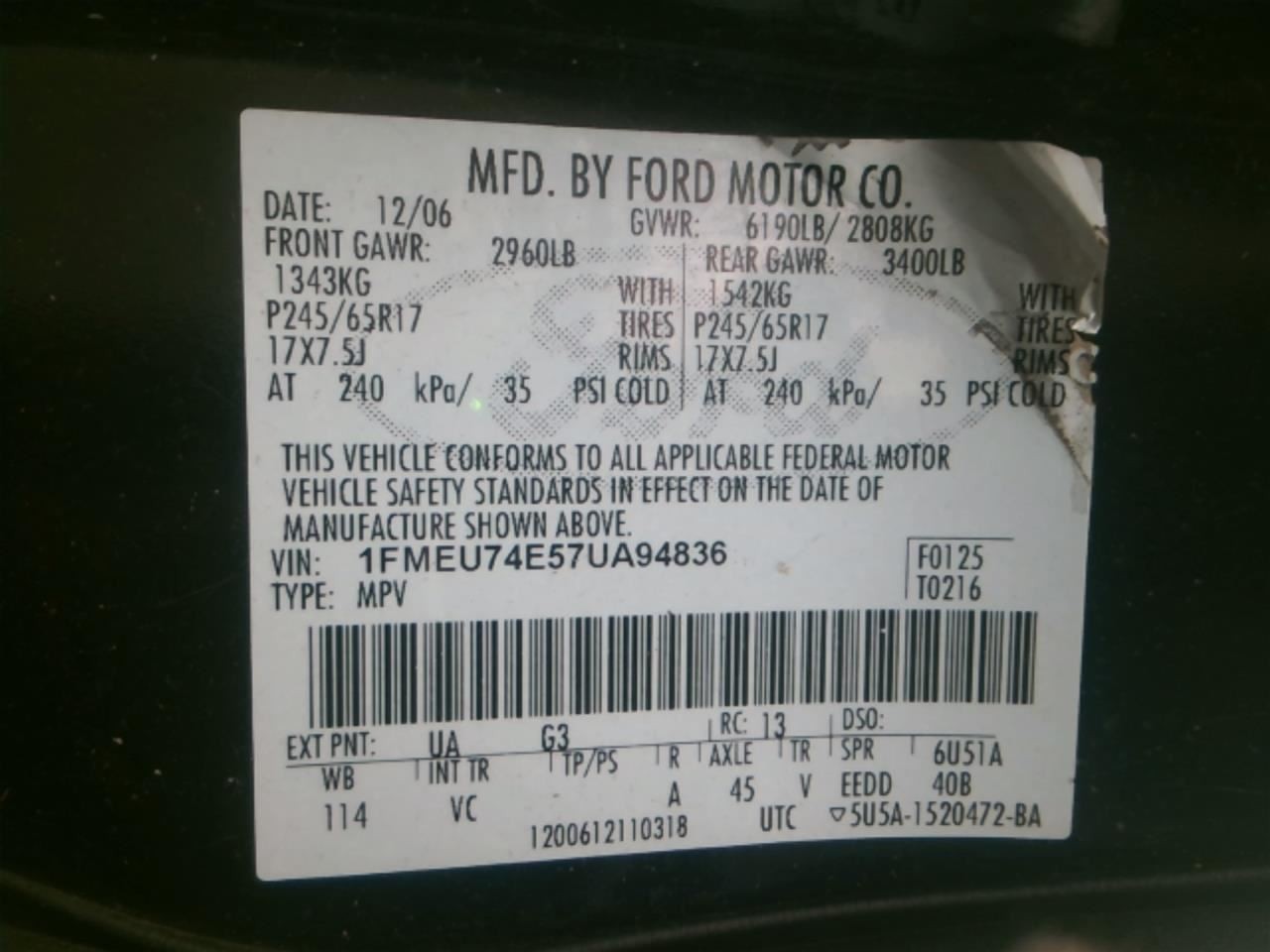 EXPLORER 2007 Fuse Box Cabin 8763530