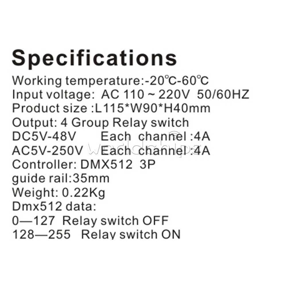 AC110-220V 4Channel DMX512 Relay Switch DMX Relay Controller + Case For Lamp