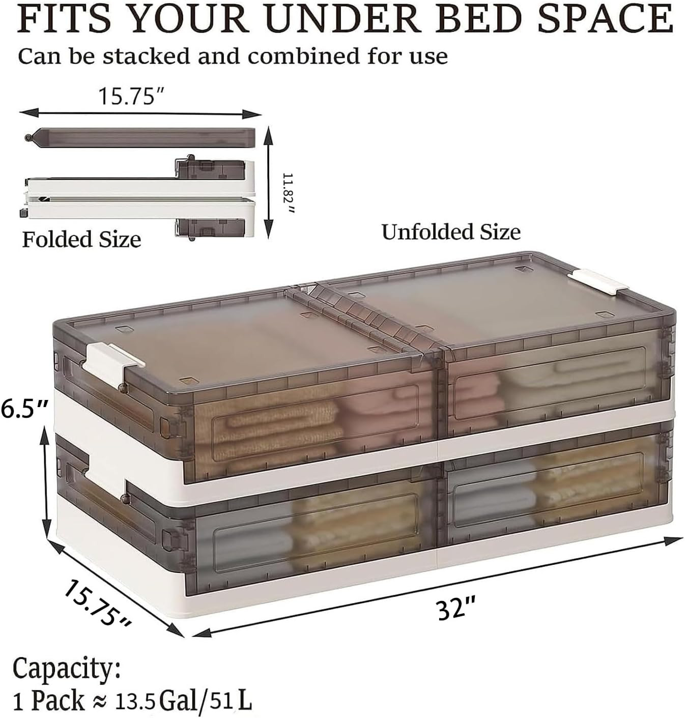 Under Bed Storage Containers, Stackable under Bed Rolling Storage Plastic Contai