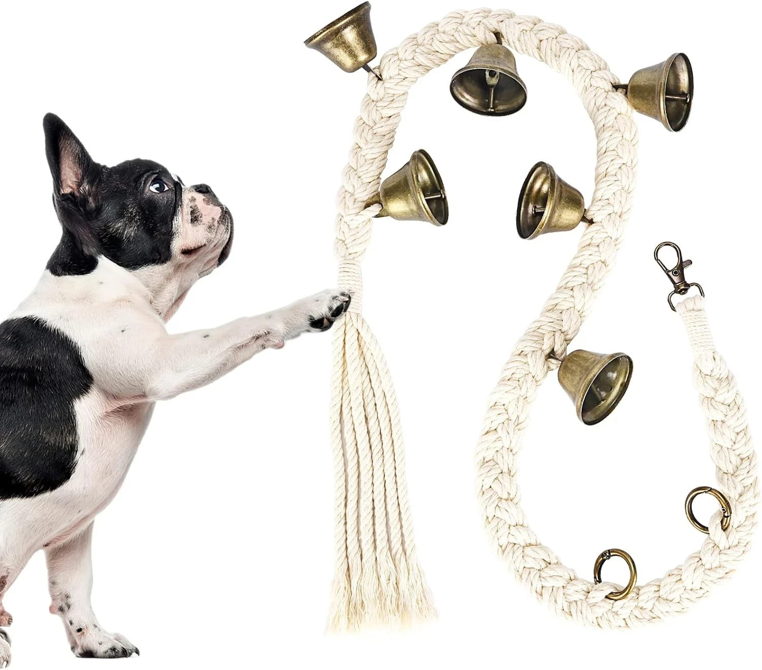 Alert Door Bells Dog Potty Training, Beige Cotton Handwoven 6 Bell-FREE SHIPPING
