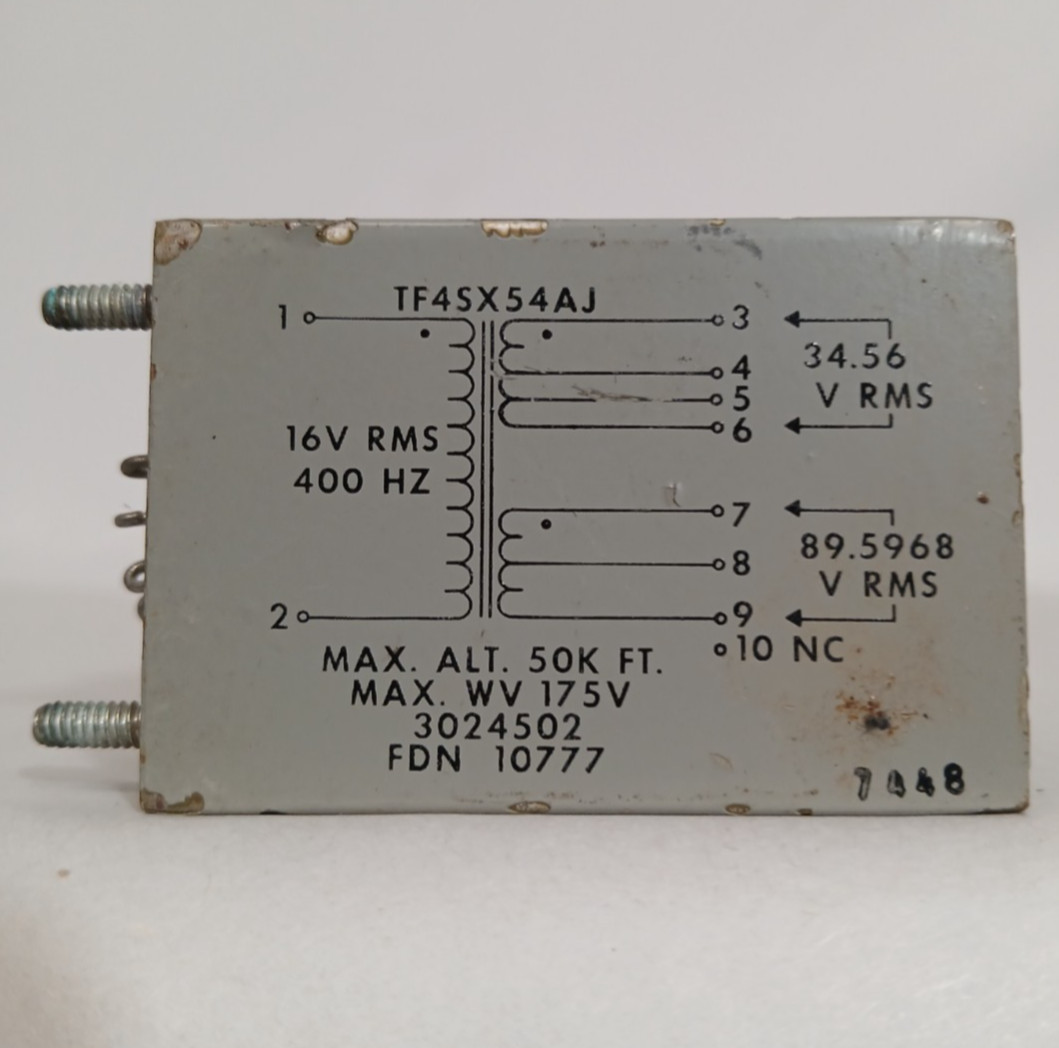 Military Aerospace TF4SX54AJ 400Hz Transformer 16V to 34V 89V RMS 3024502 TESTED