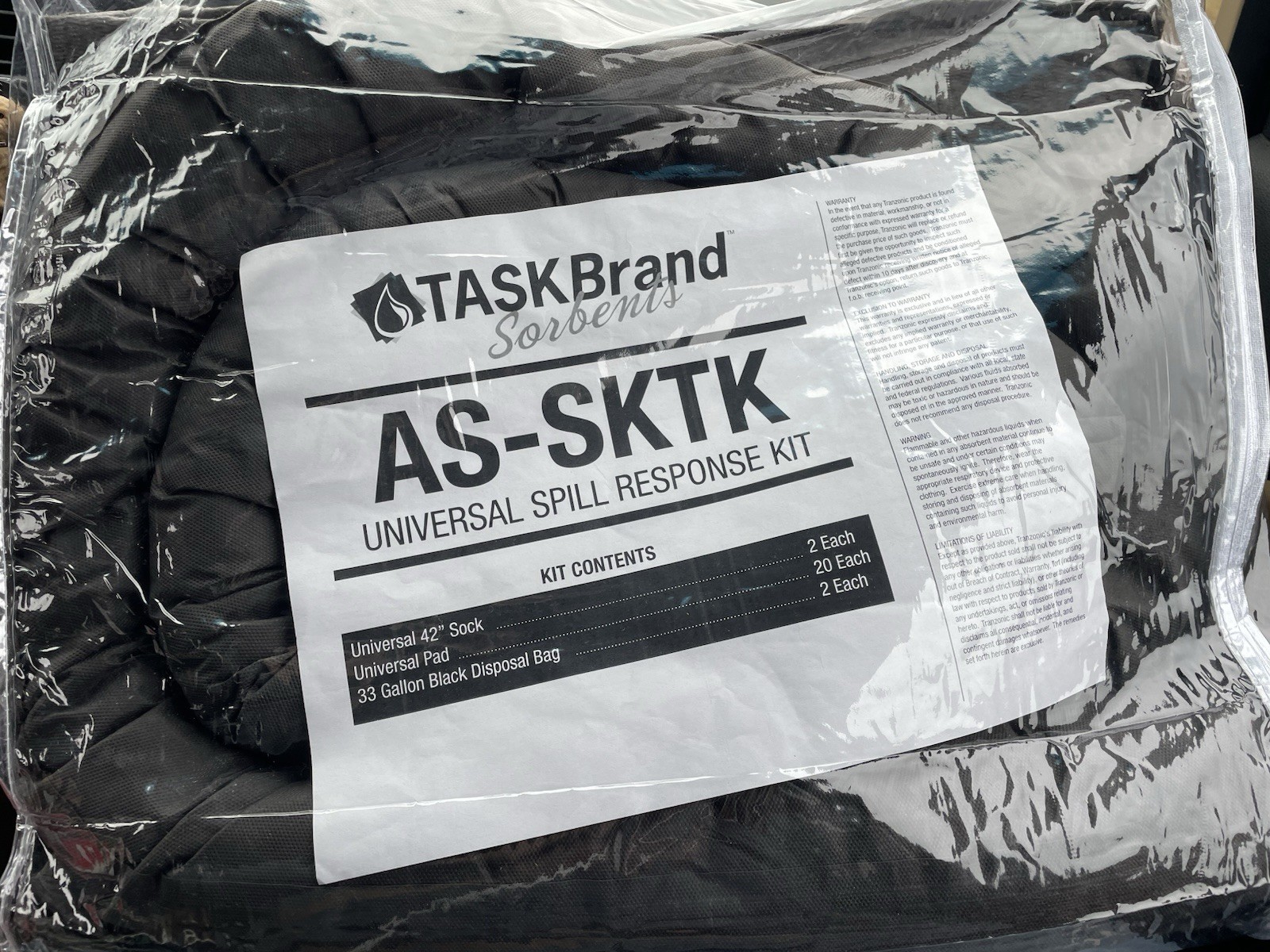 TaskBrand Sorbent Universal Spill Response Kit Truckers Vehicles Homes RV