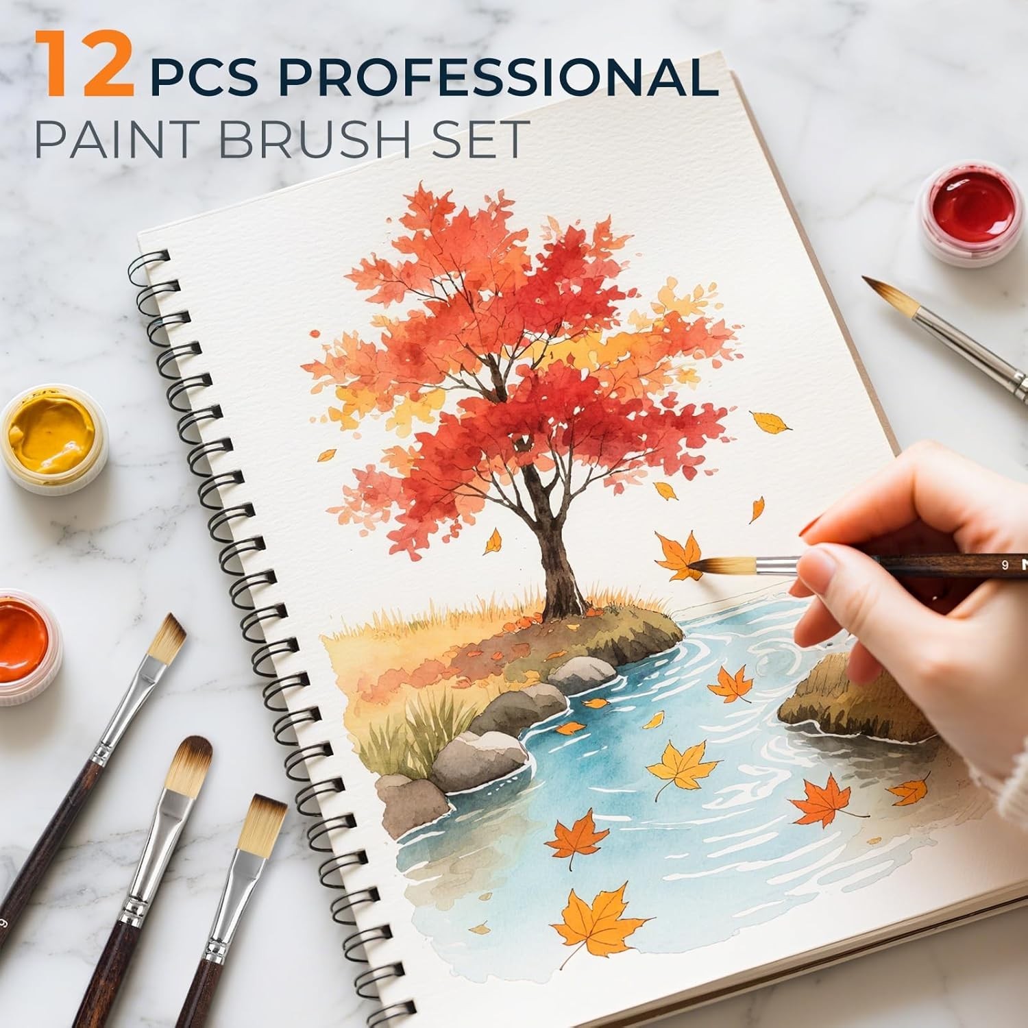 Versatile 12-Piece Paint Brush Set - Perfect for Acrylic, Oil & Watercolor