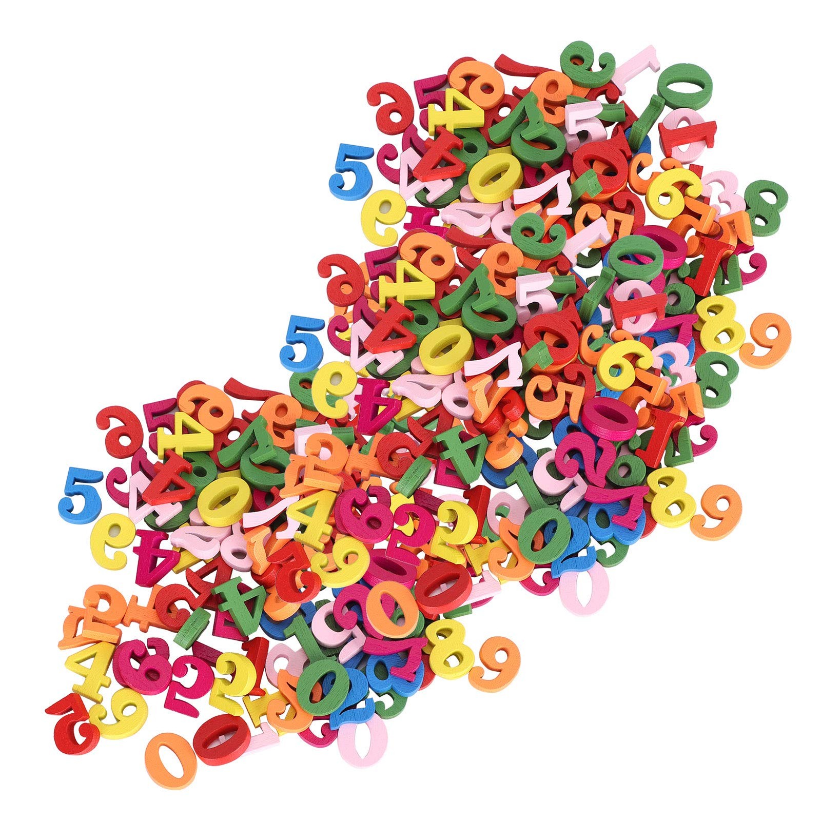 300 Pack DIY Cloth Button, Wooden Numbers Decoations Small, Multicolor
