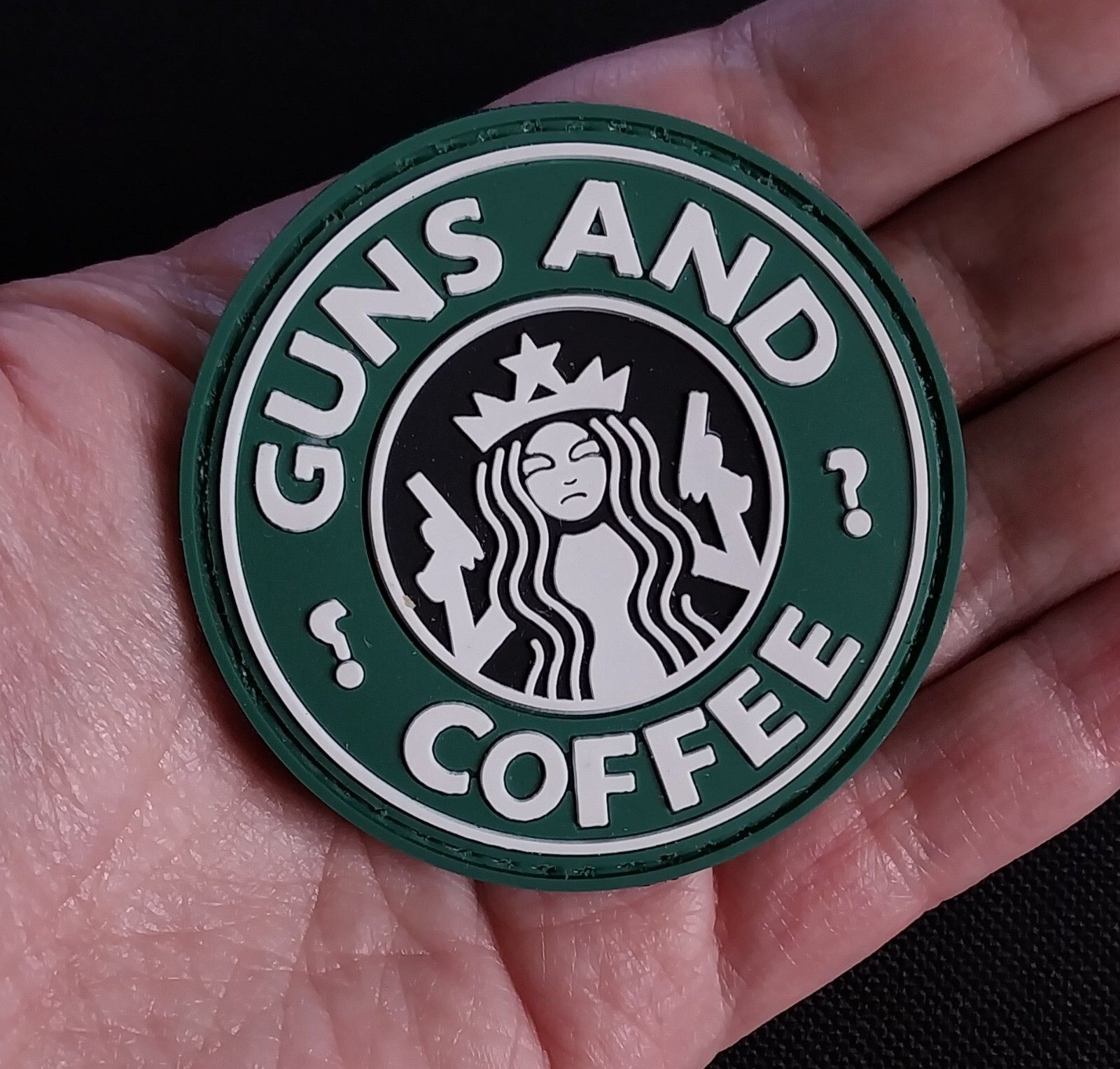 Guns And Coffee Pistol Hand Gun Morale Tactical PVC Patch Hook Backing