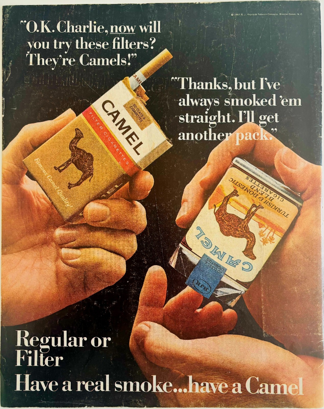 1967 Camel Cigarettes Advertisement Tobacco Regular Filter Post Magazine HM2CC