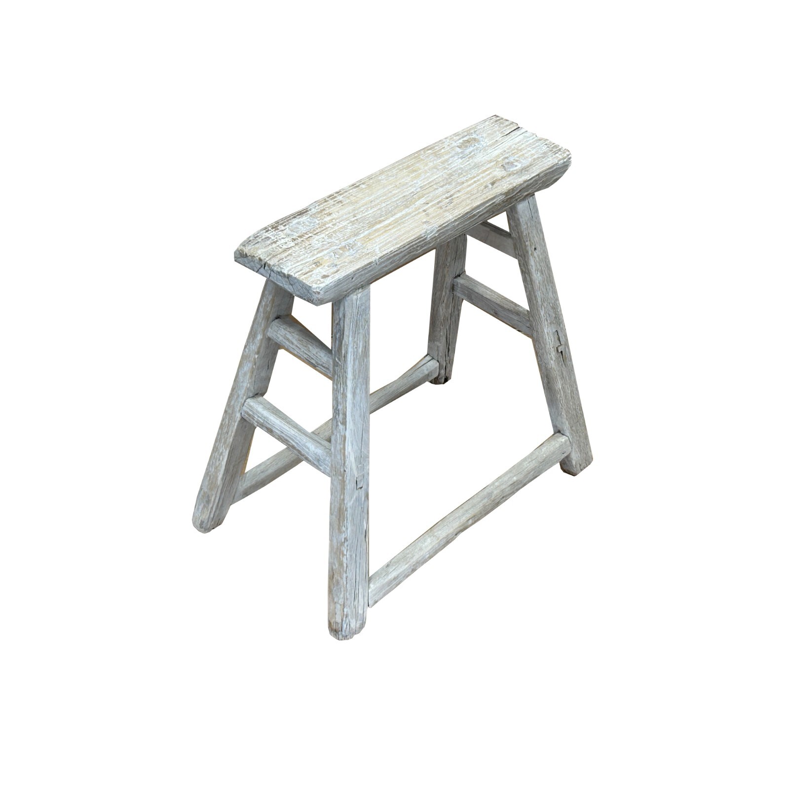 Rustic Raw Rough Wood Grain Rectangle Slim Stool Bench Side Table ws4591