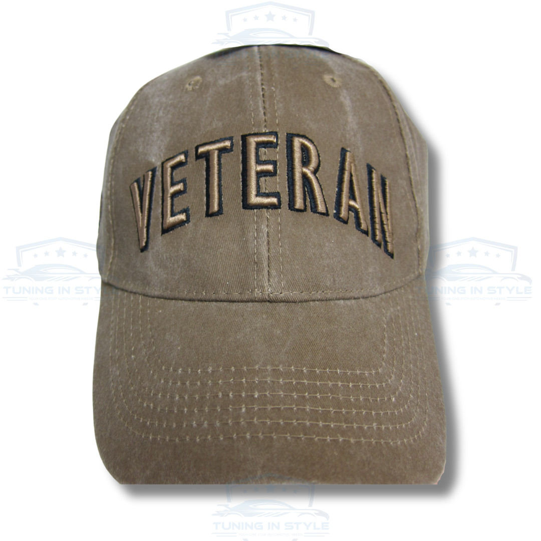 Veteran US Military Embroidered Logo Brown Baseball Cap Hat Official Licensed