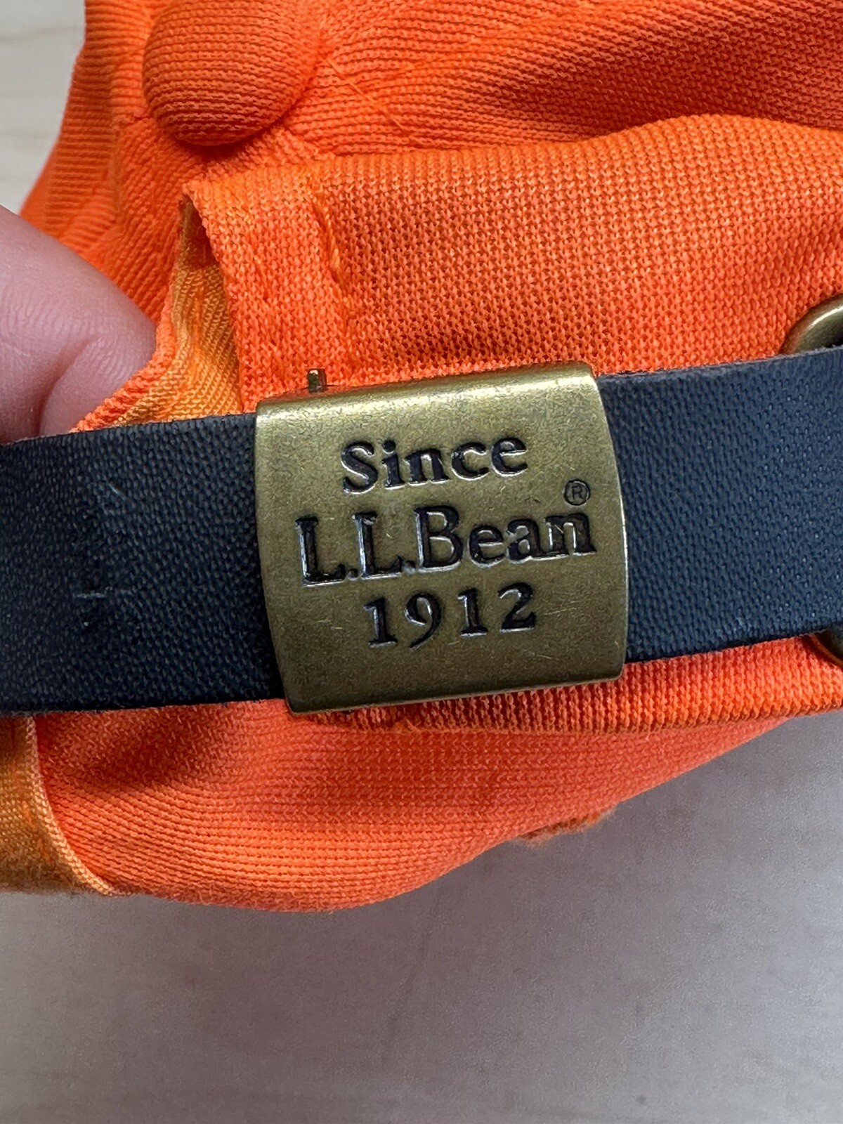 LL BEAN Blaze Orange Adjustable LED Lighted Pathfinder Hat Baseball Cap Hunting