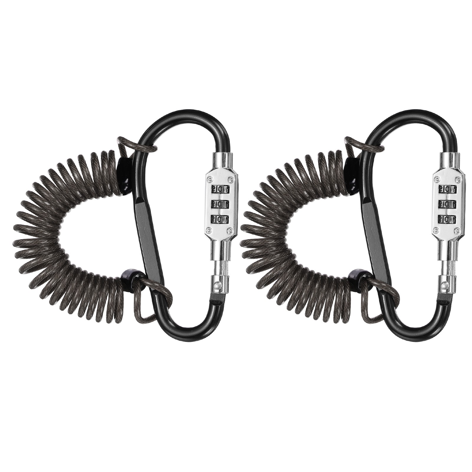 2 Set 4.9Ft Cable Lock Steel Safety Cable with 3.8" Combination Lock Black