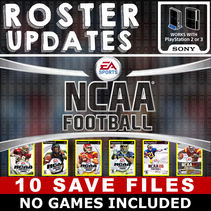 NCAA Football 2002 2003 2004 2005 2006 07 08 09 10 Roster Update PS2 Memory Card